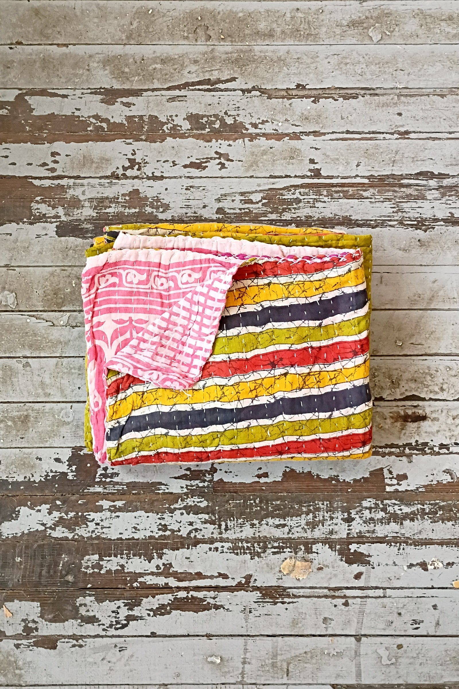 Kantha Sari Throw Blanket #1574