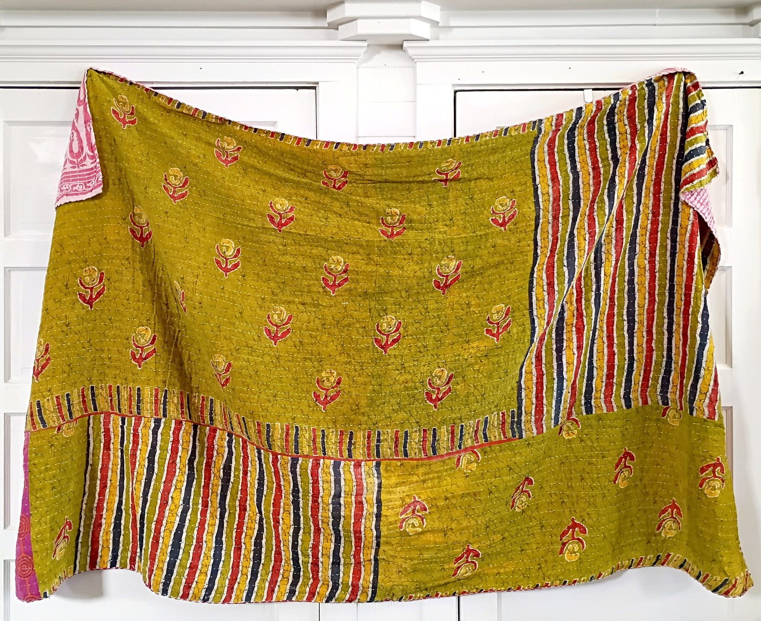 Kantha Sari Throw Blanket #1574