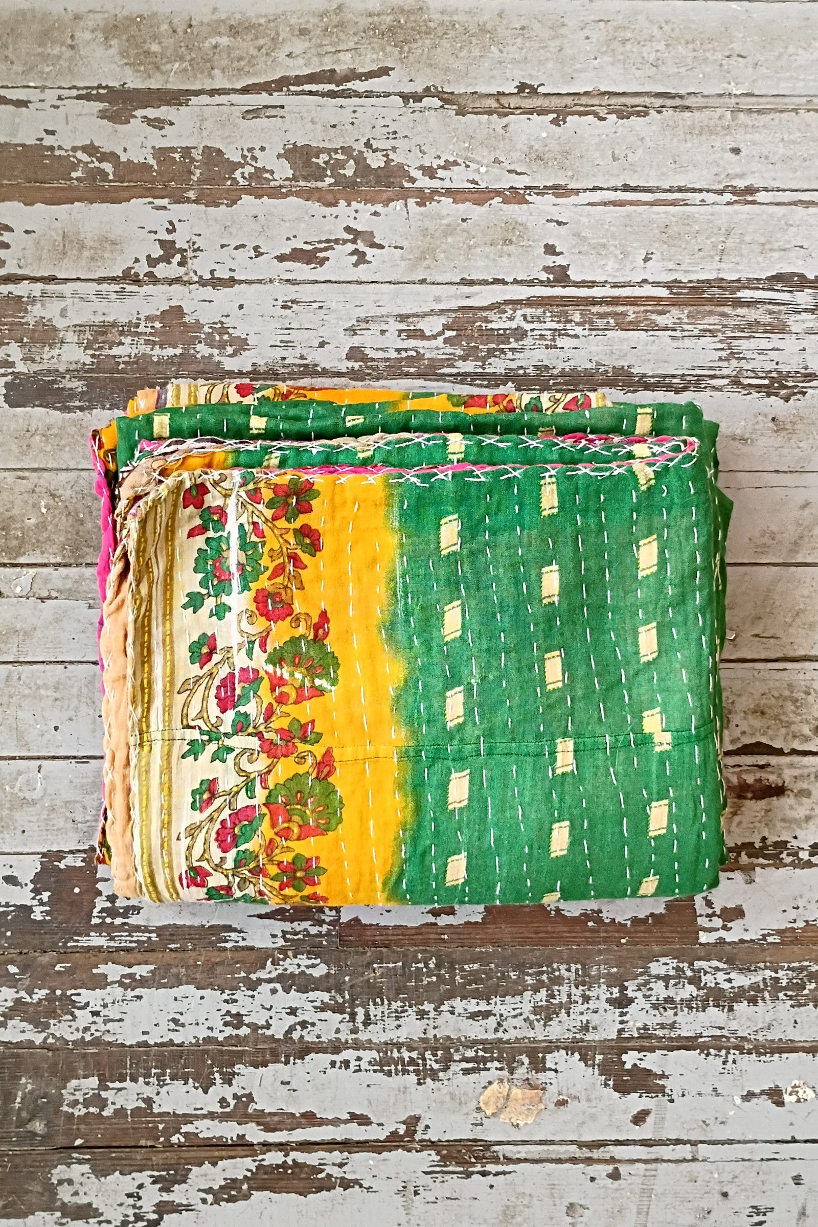 Kantha Sari Throw Blanket #1575
