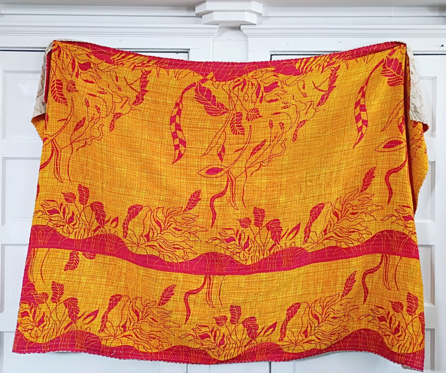 Kantha Sari Throw Blanket #1576
