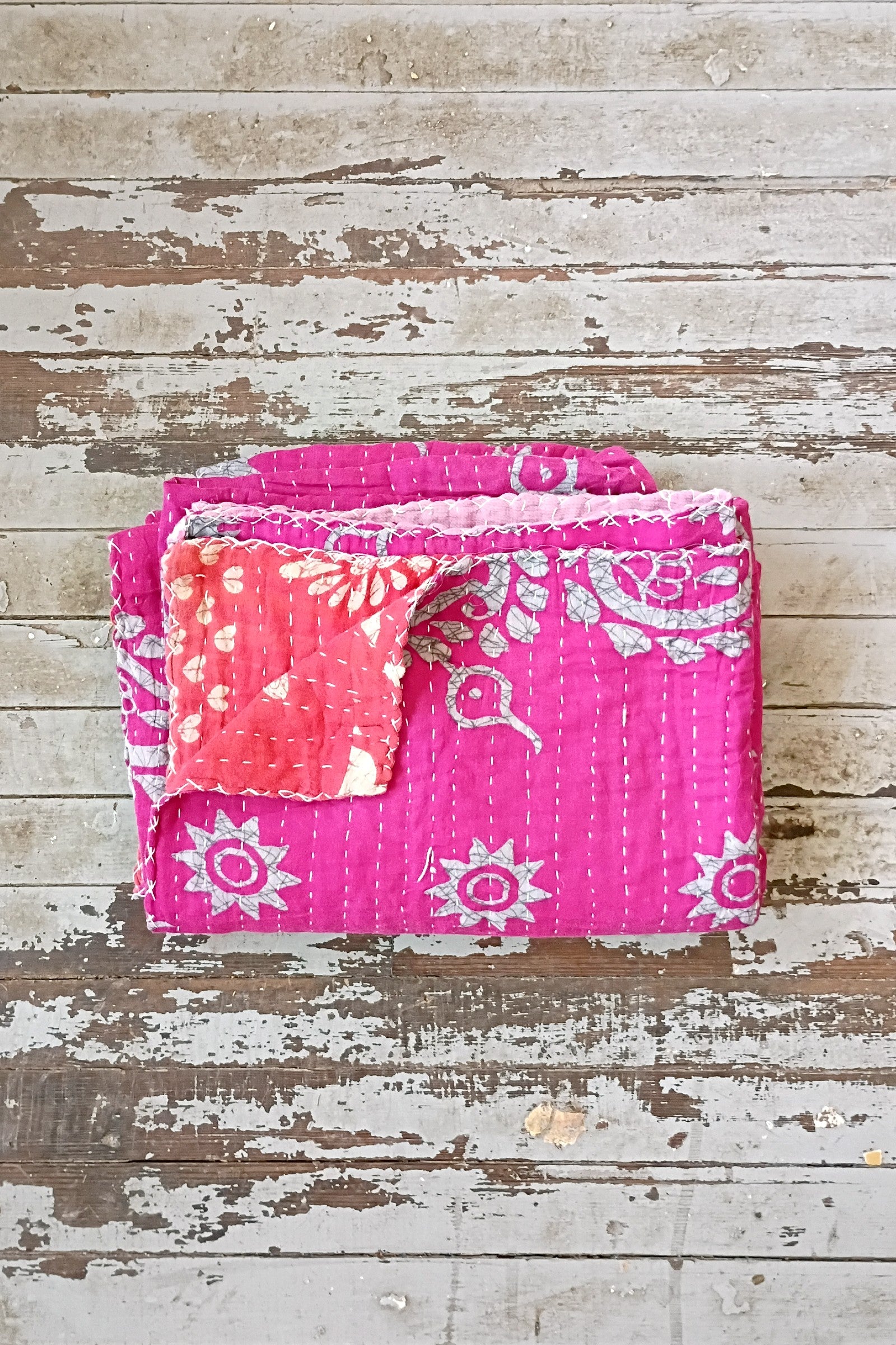 Kantha Sari Throw Blanket #1577