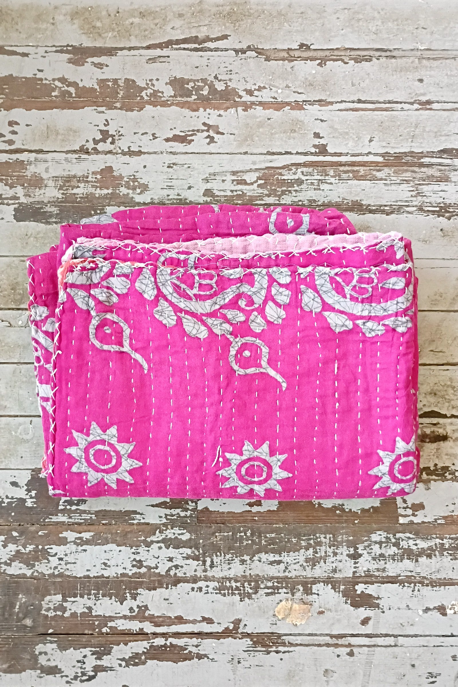 Kantha Sari Throw Blanket #1577