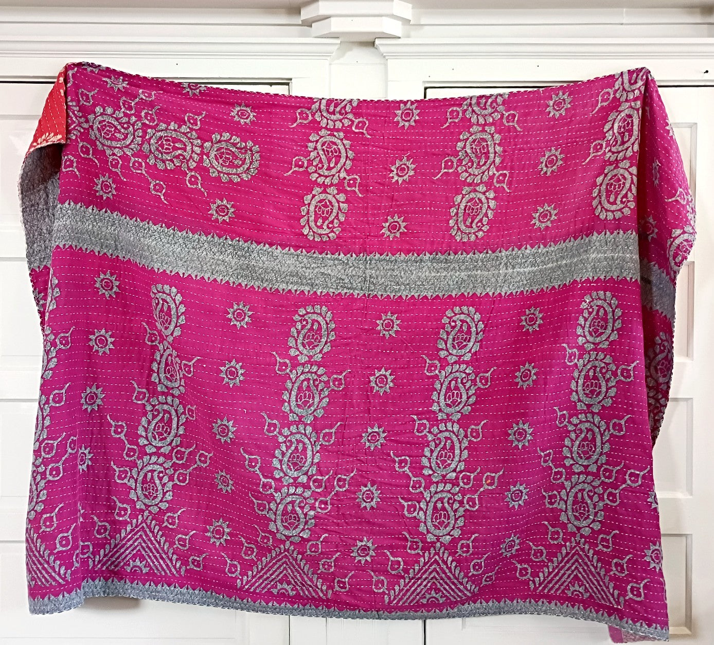Kantha Sari Throw Blanket #1577