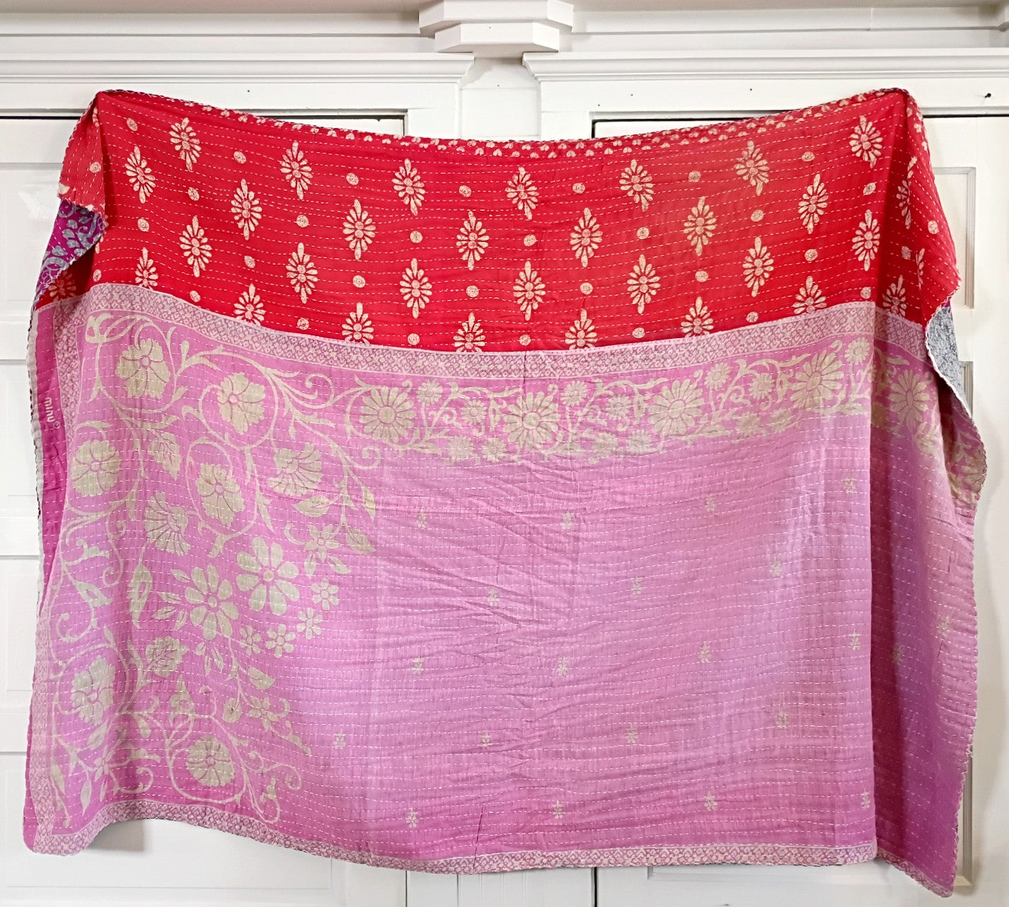 Kantha Sari Throw Blanket #1577