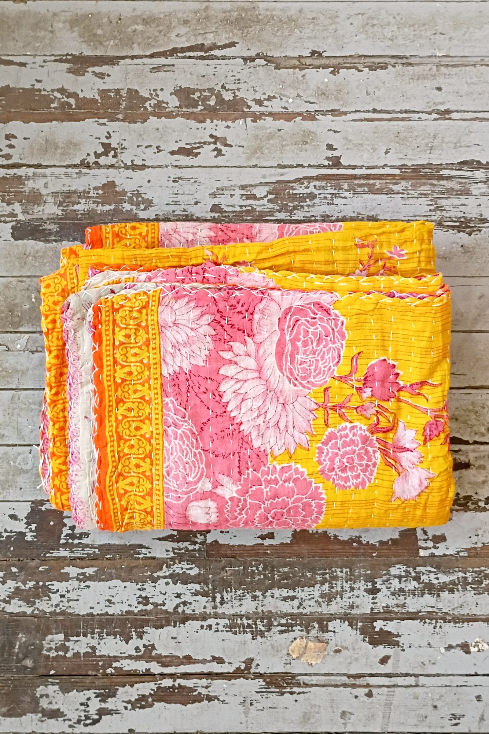 Kantha Sari Throw Blanket #1578