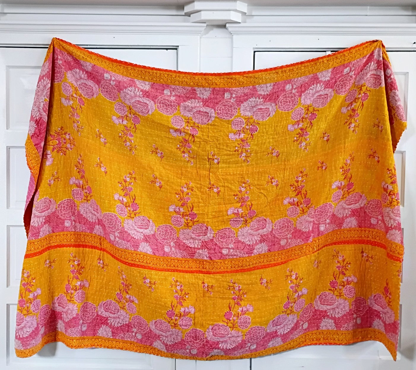 Kantha Sari Throw Blanket #1578