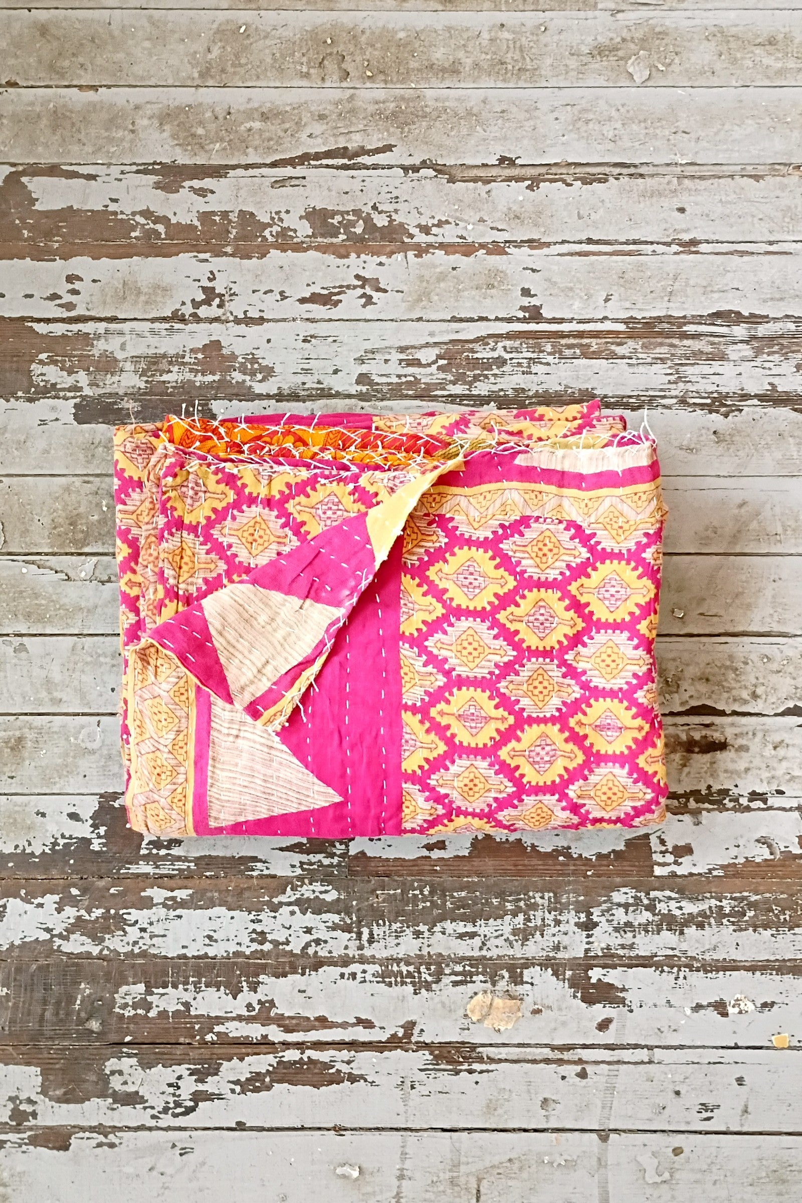 Kantha Sari Throw Blanket #1580