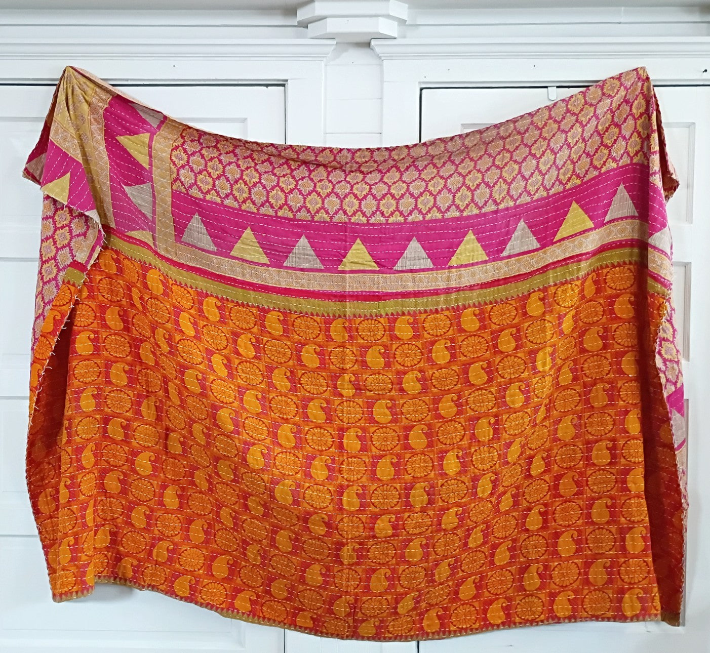Kantha Sari Throw Blanket #1580