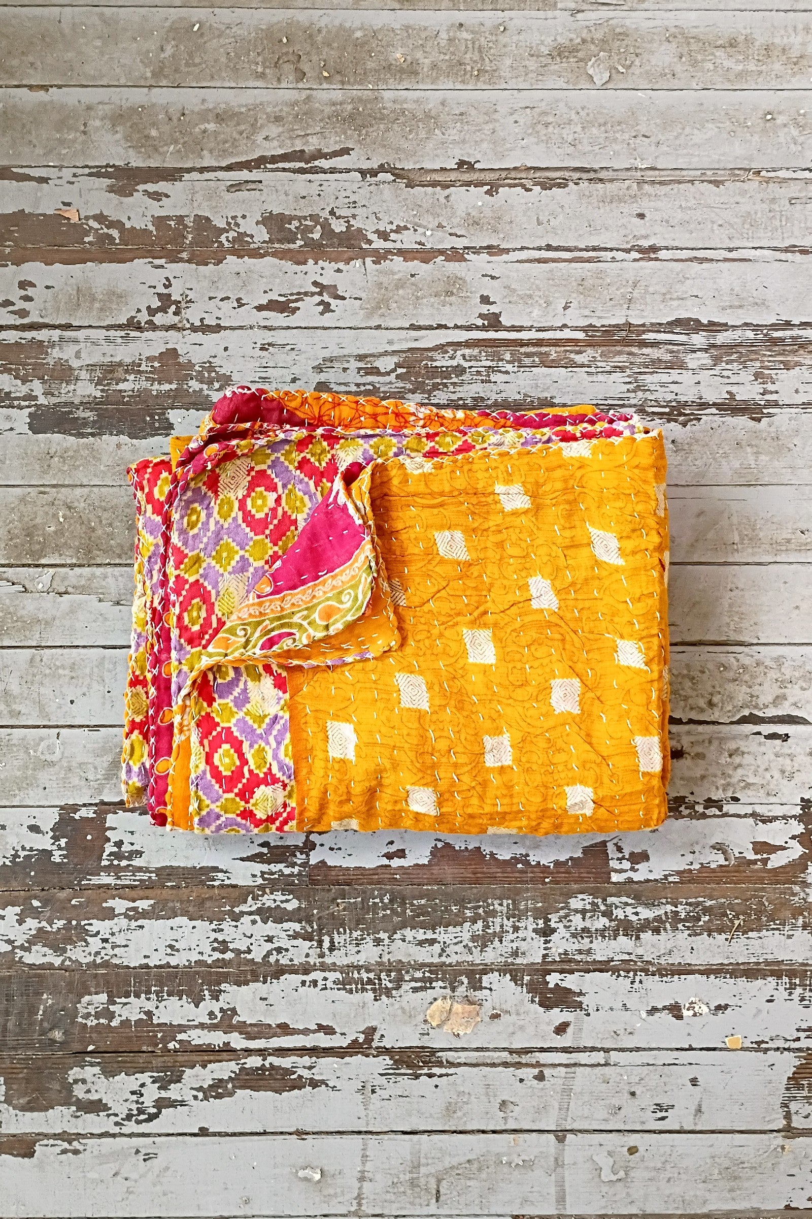 Kantha Sari Throw Blanket #1581
