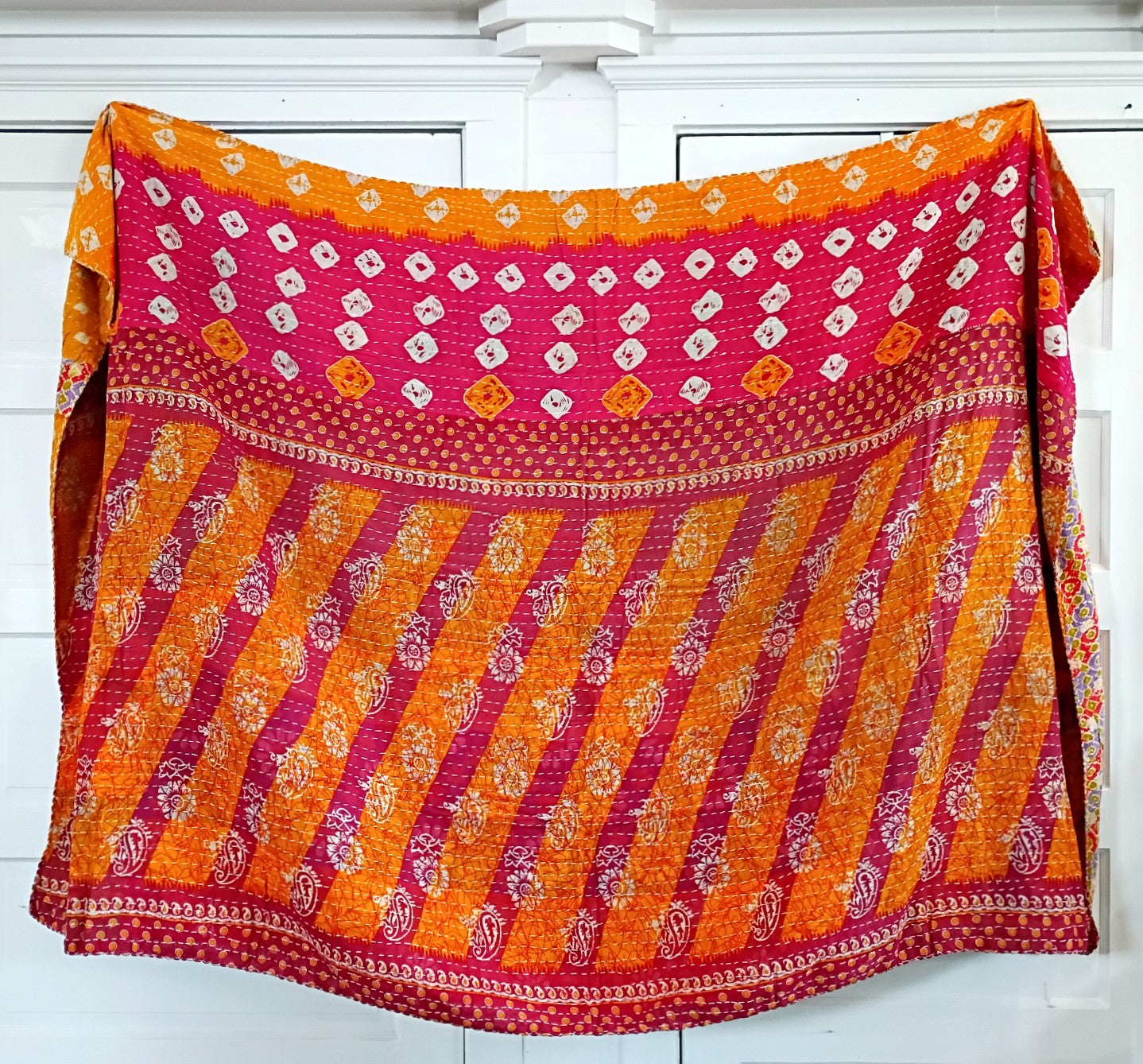 Kantha Sari Throw Blanket #1581