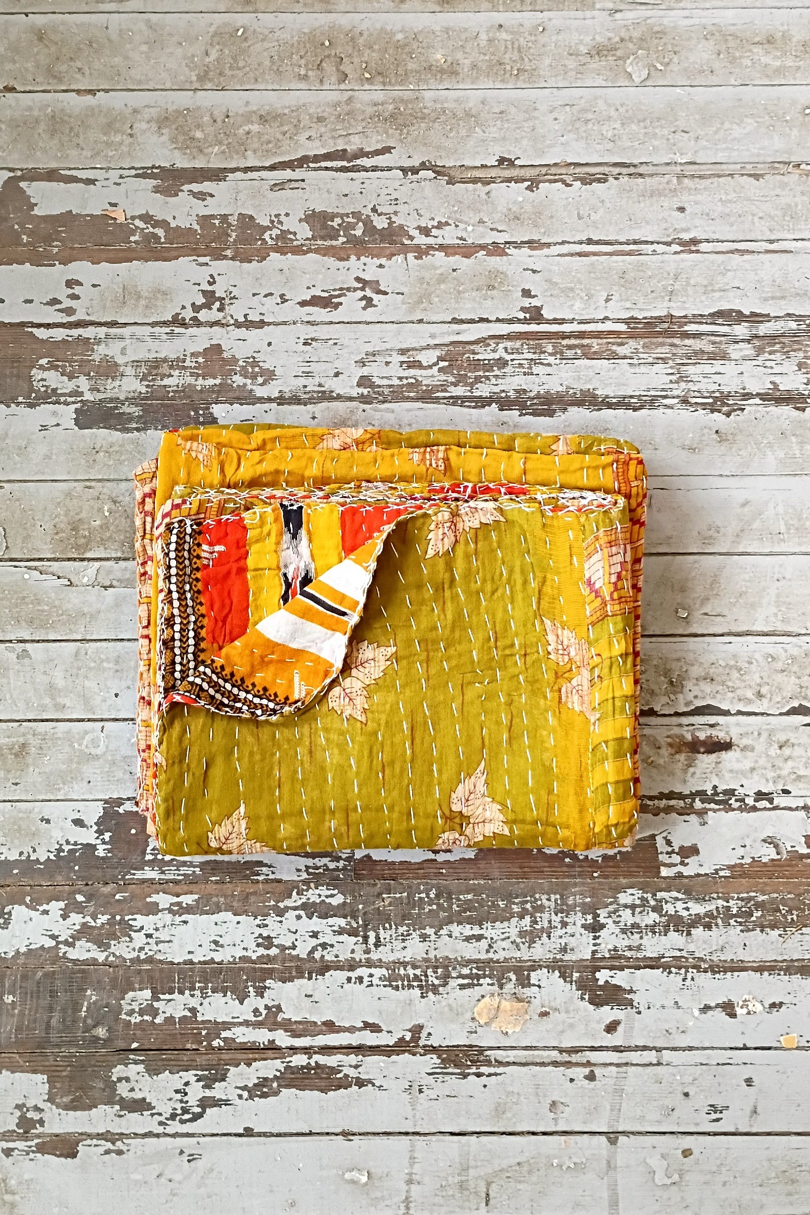 Kantha Sari Throw Blanket #1583