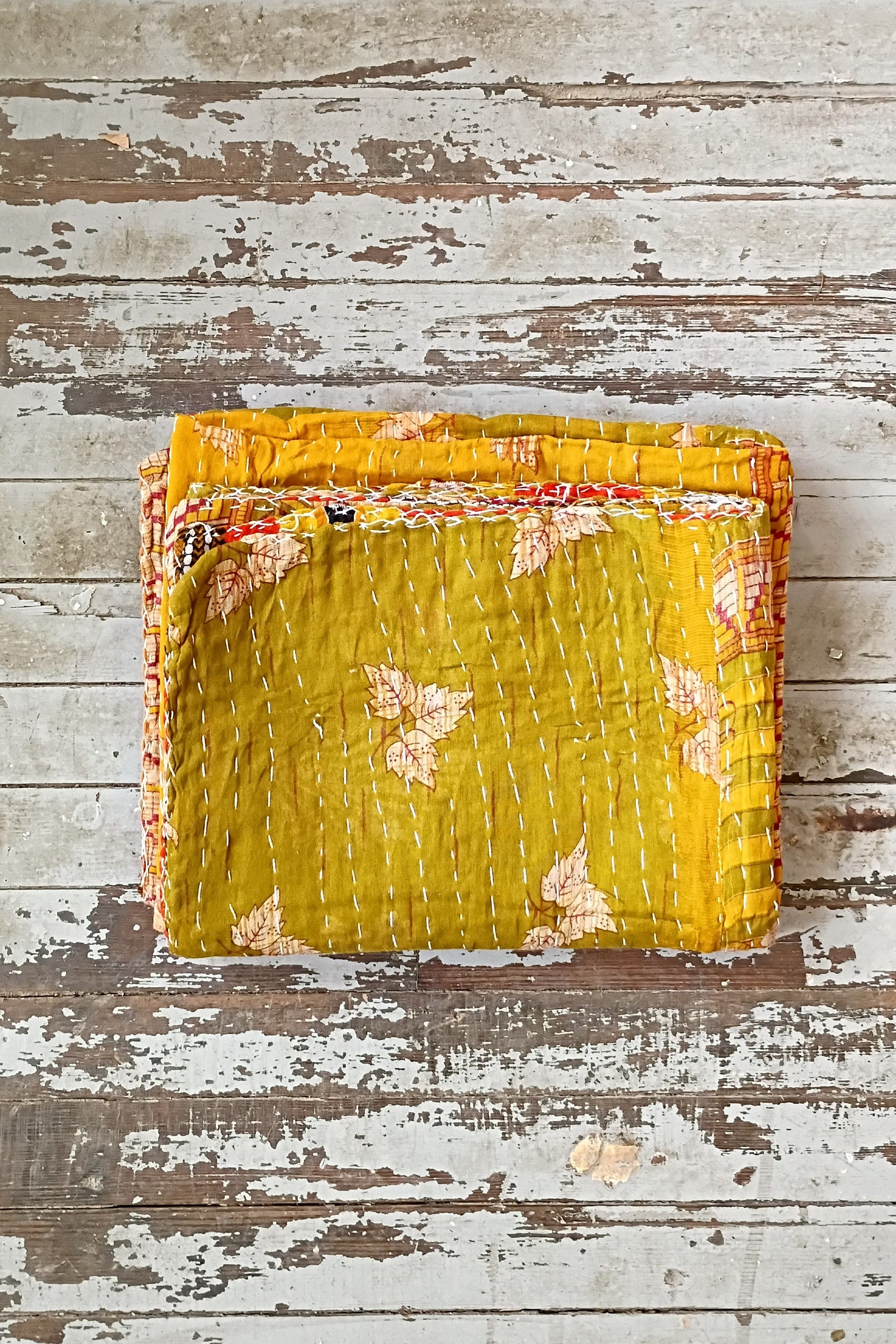 Kantha Sari Throw Blanket #1583