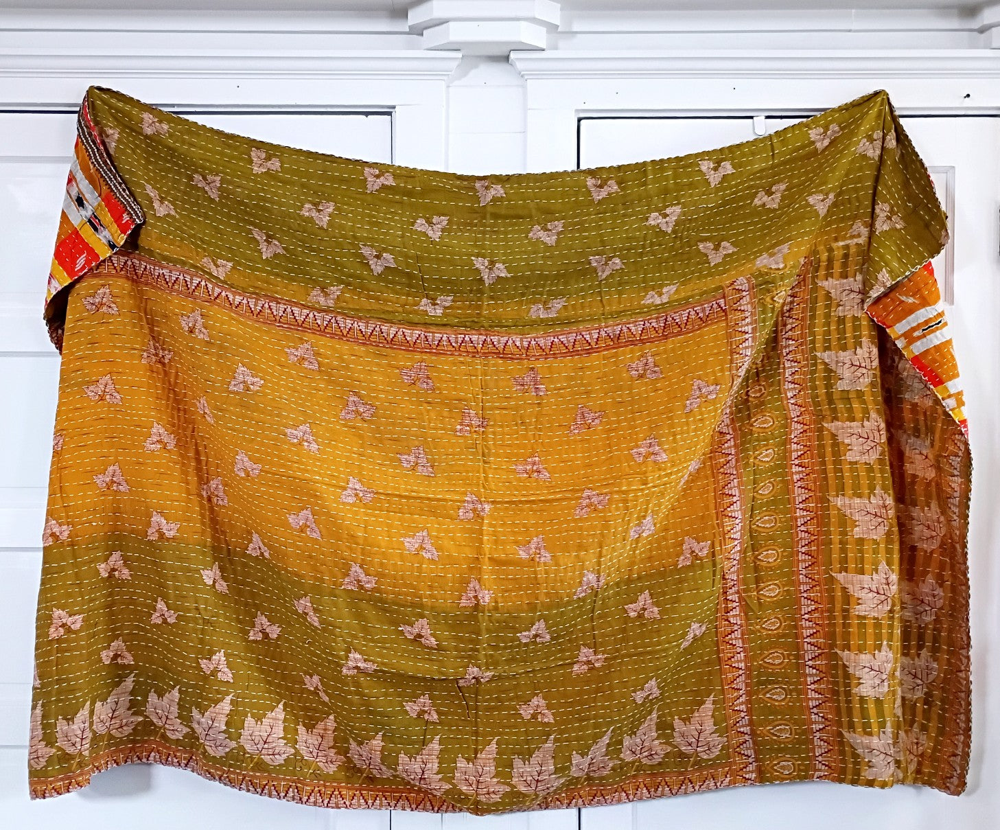 Kantha Sari Throw Blanket #1583