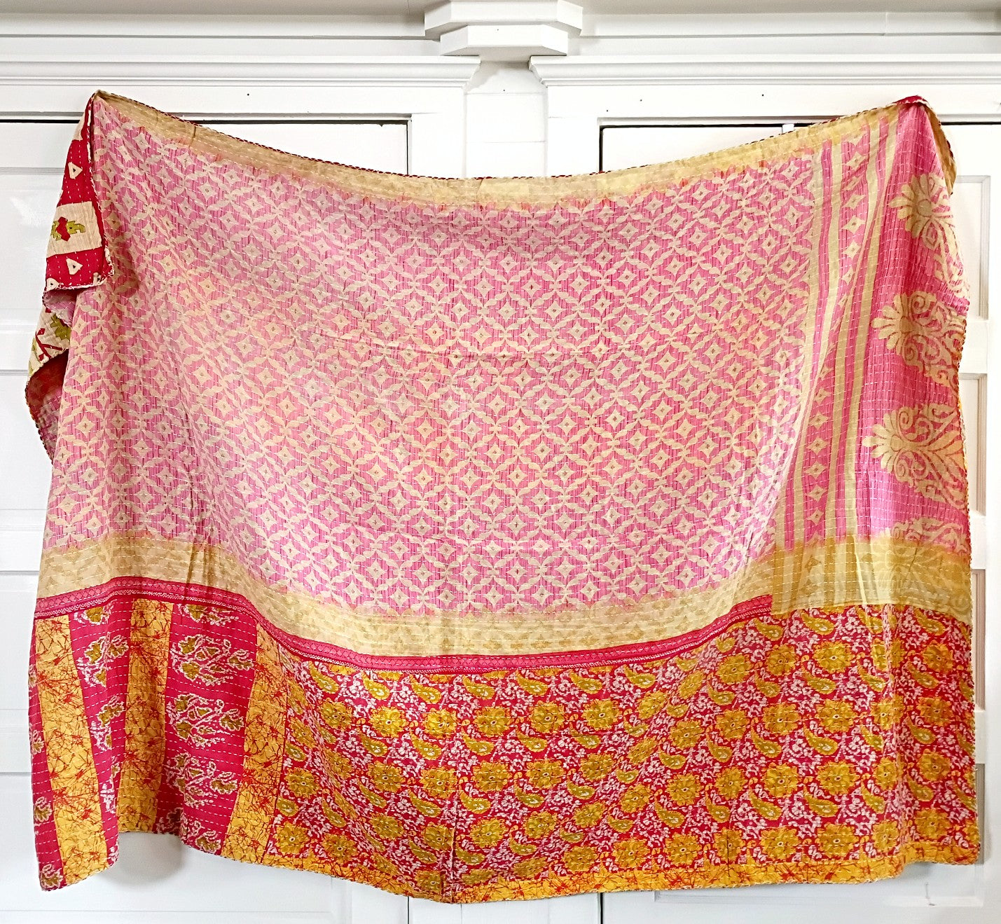 Kantha Sari Throw Blanket #1584
