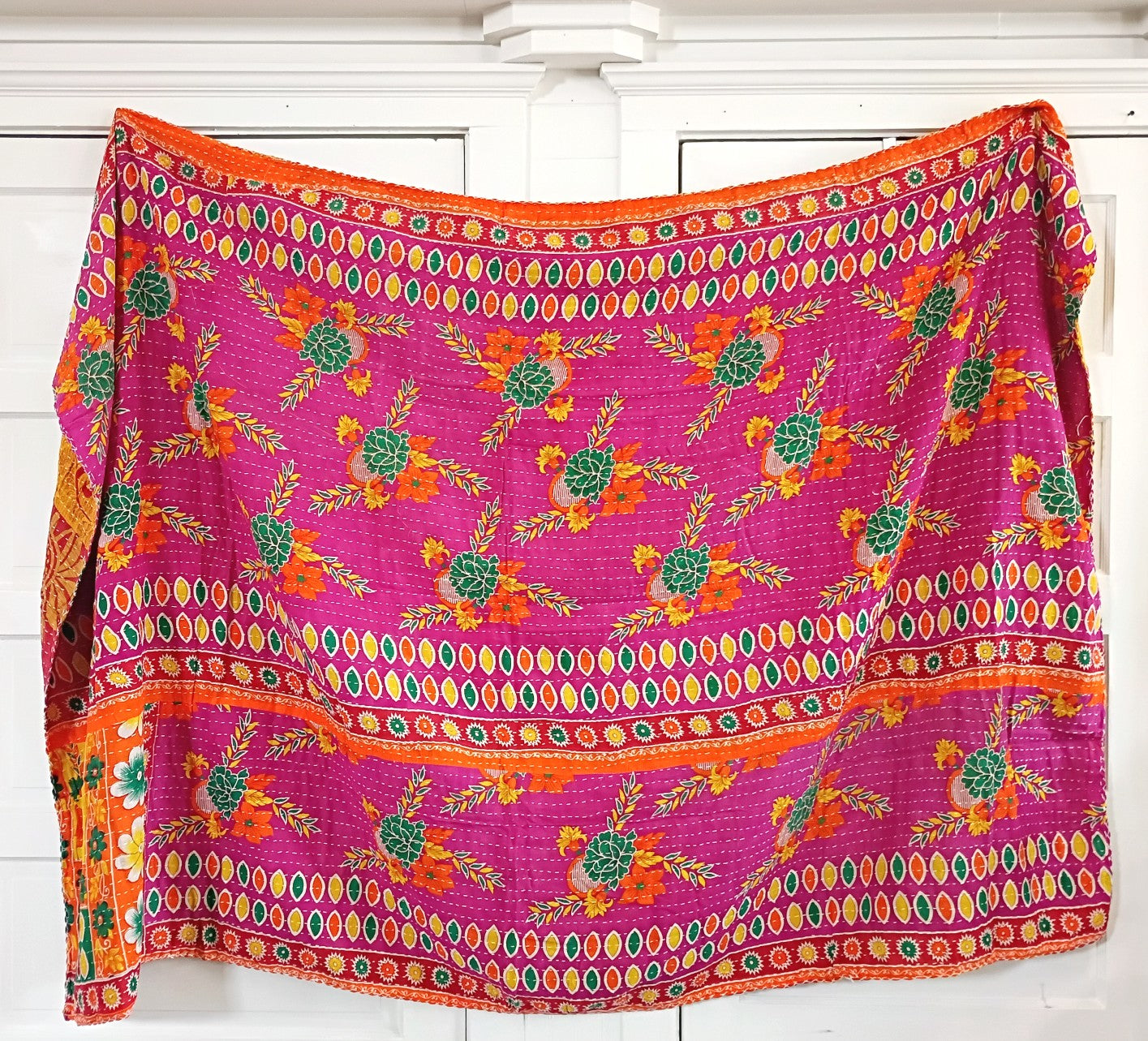 Kantha Sari Throw Blanket #1585