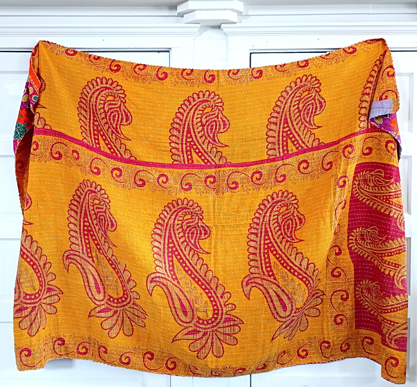 Kantha Sari Throw Blanket #1585