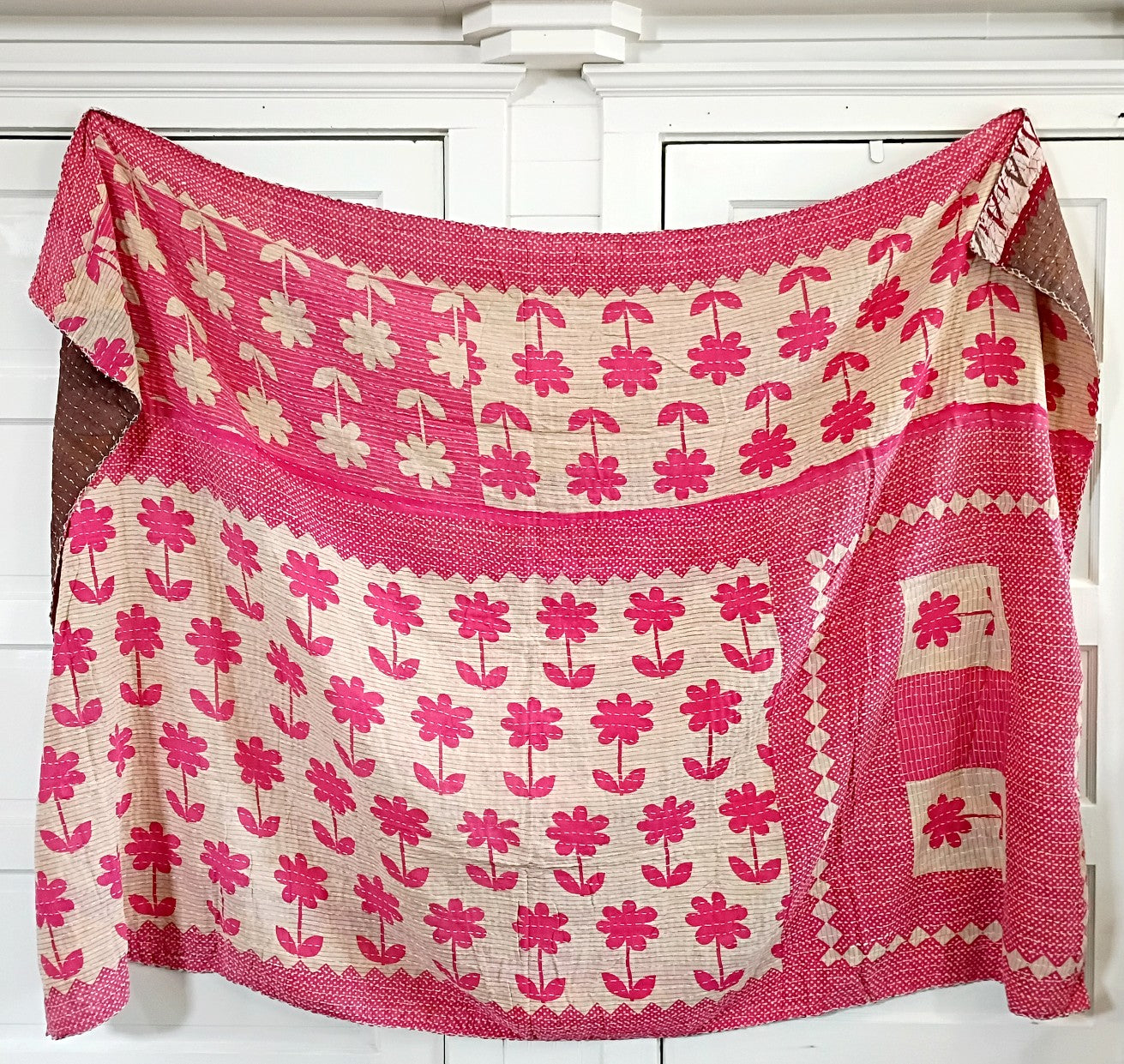 Kantha Sari Throw Blanket #1586