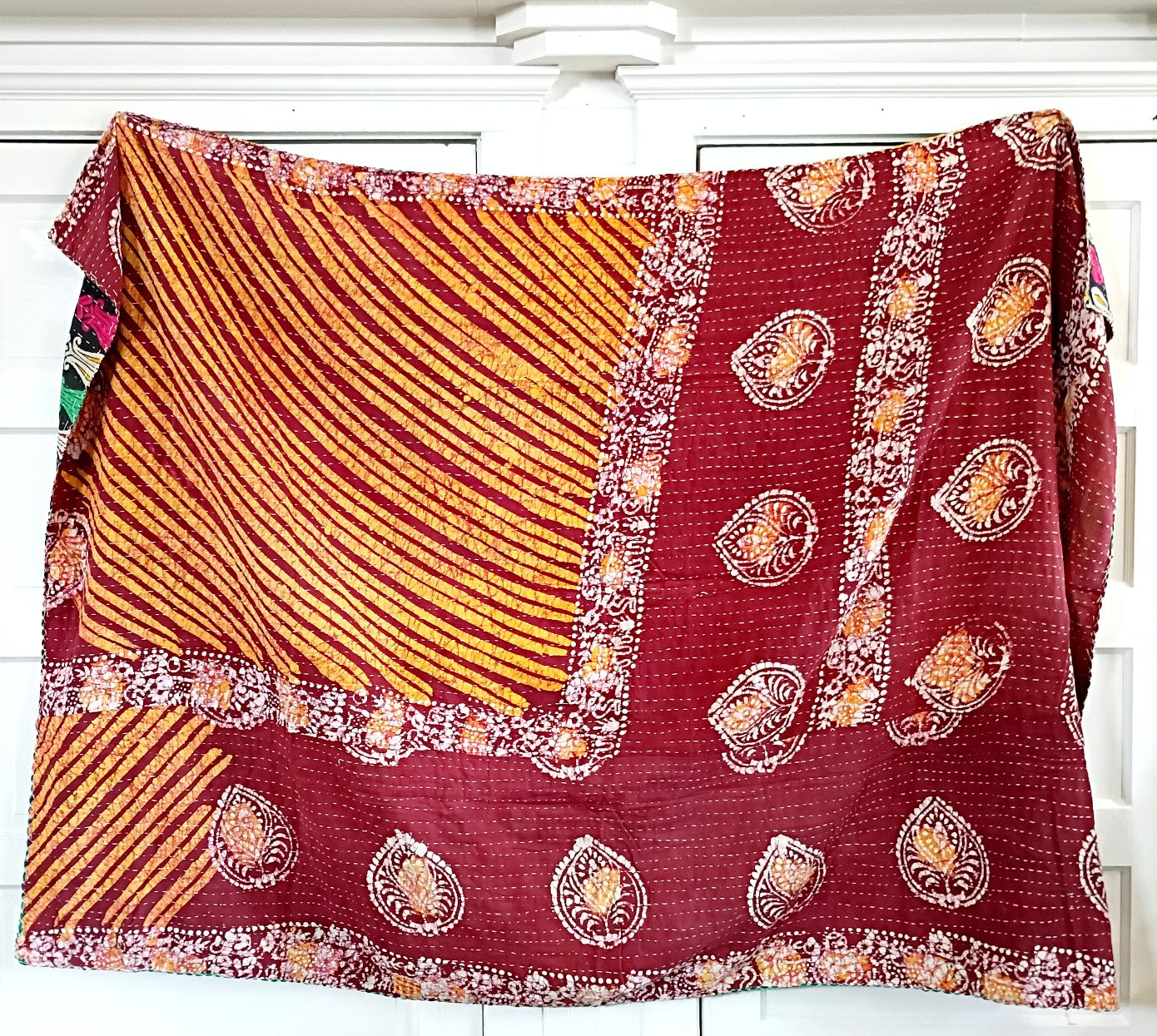 Kantha Sari Throw Blanket #1587