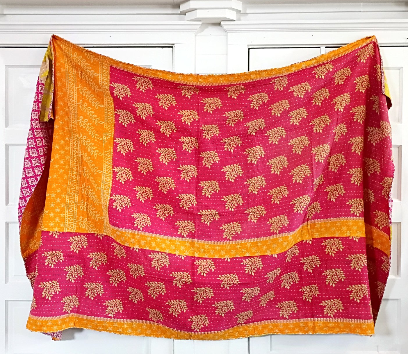 Kantha Sari Throw Blanket #1588