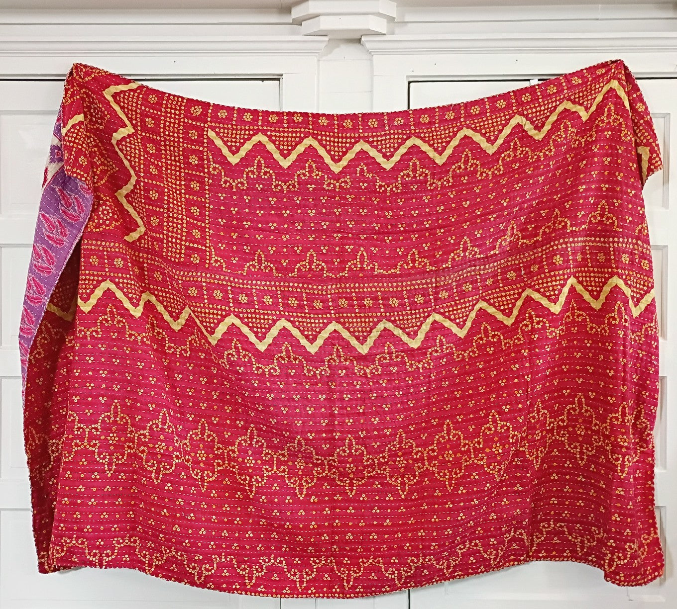 Kantha Sari Throw Blanket #1589