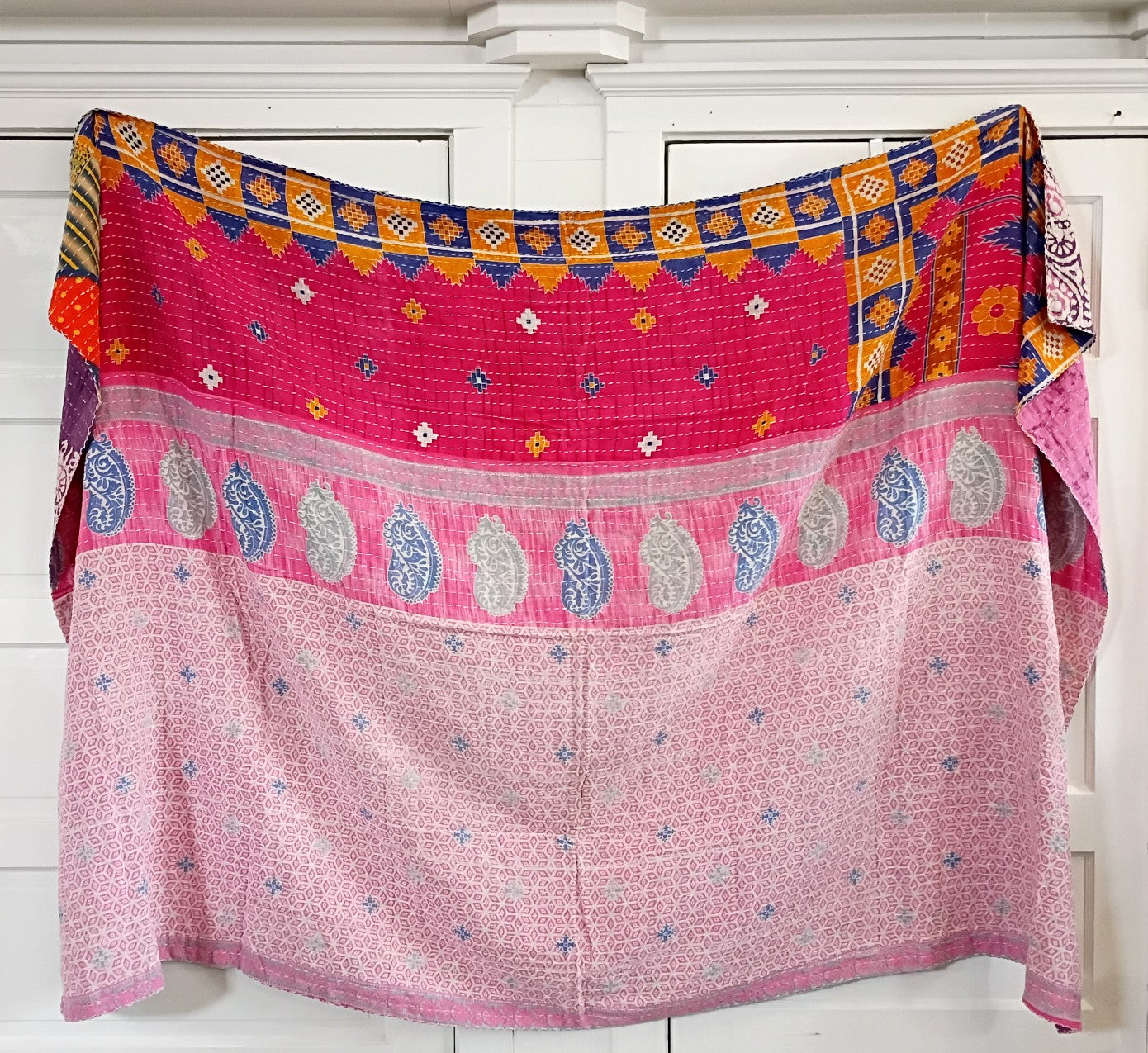 Kantha Sari Throw Blanket #1590