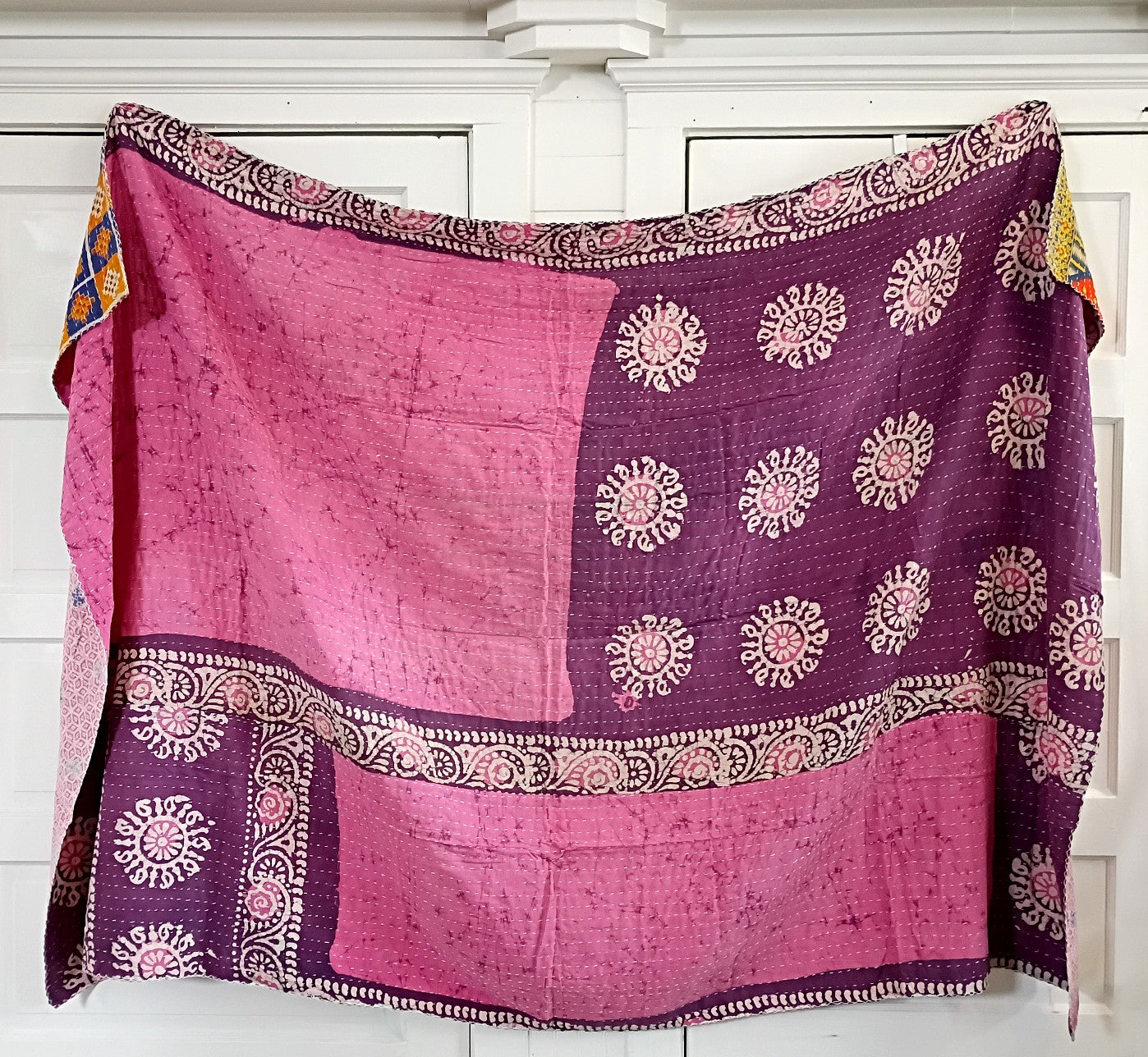 Kantha Sari Throw Blanket #1590