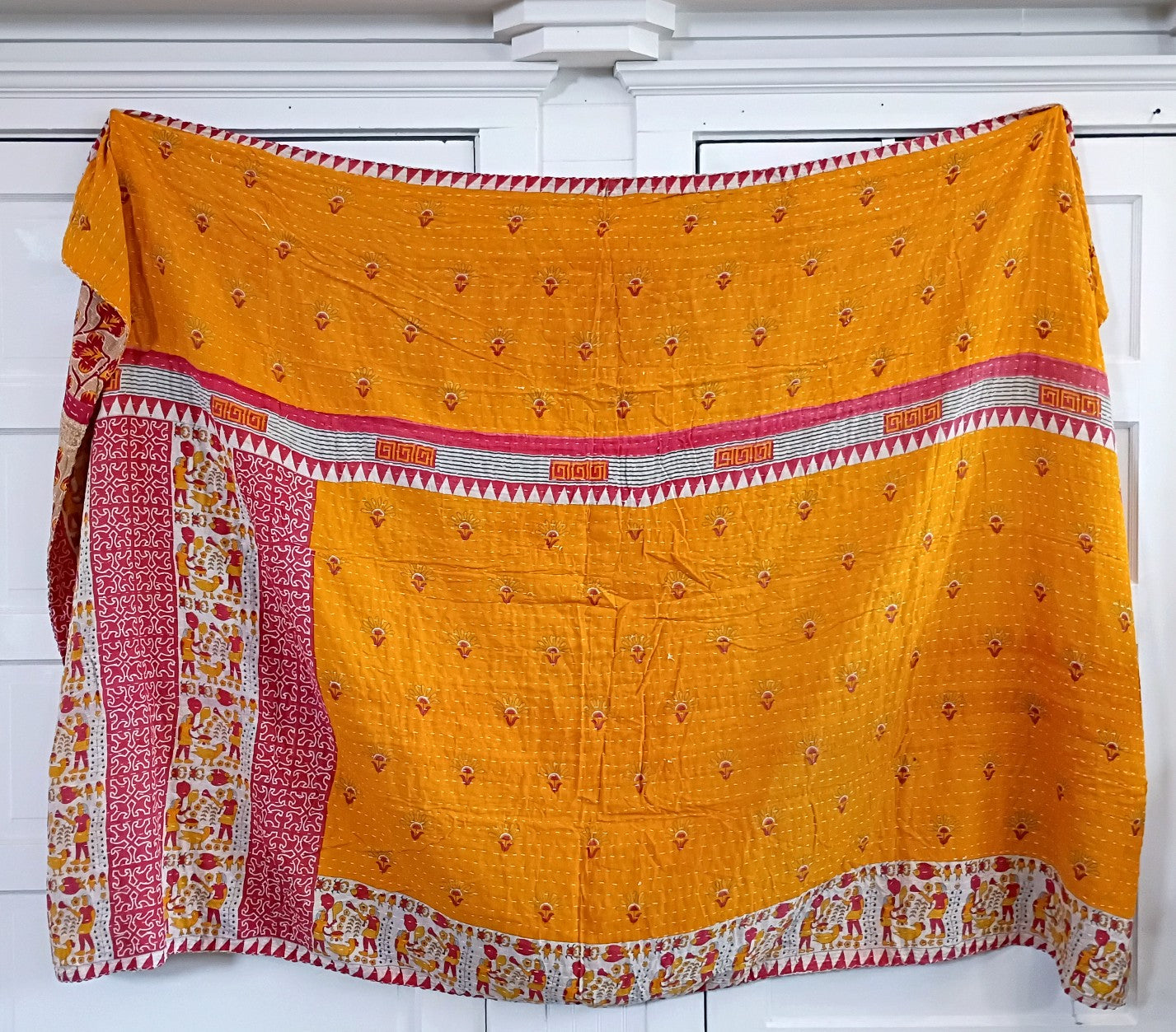 Kantha Sari Throw Blanket #1593