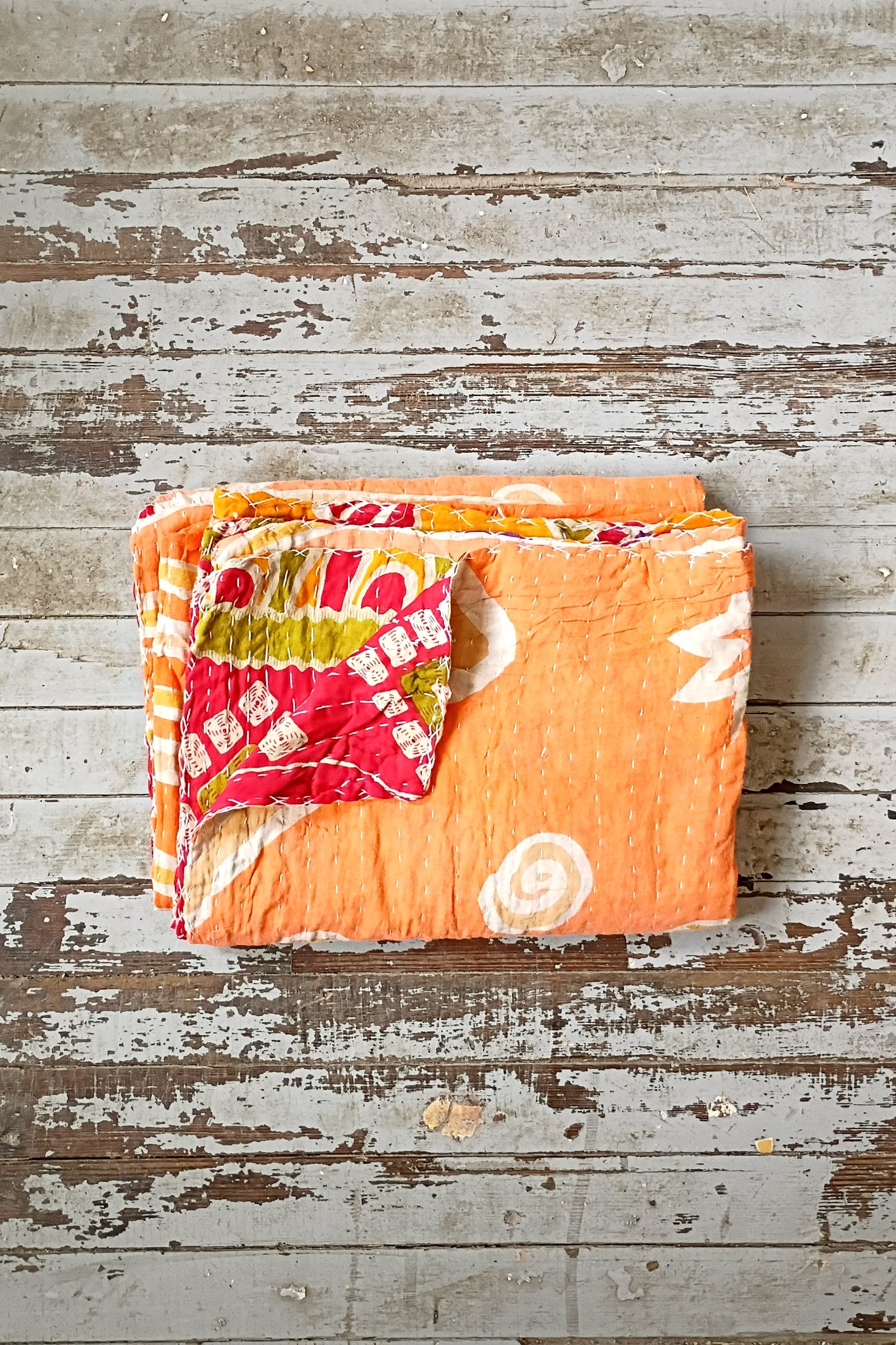 Kantha Sari Throw Blanket #1594