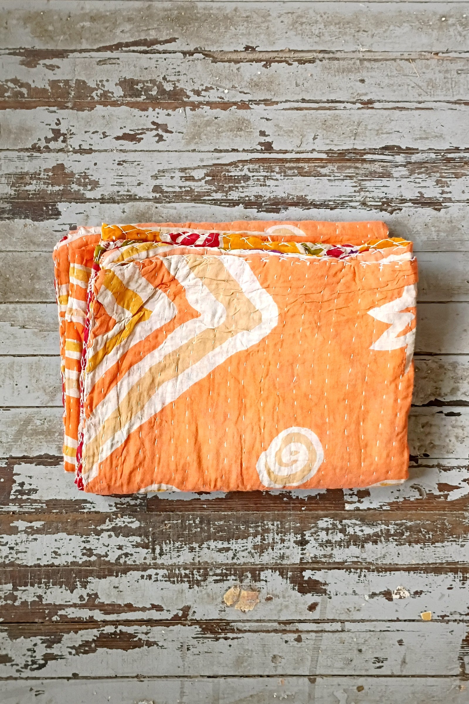 Kantha Sari Throw Blanket #1594