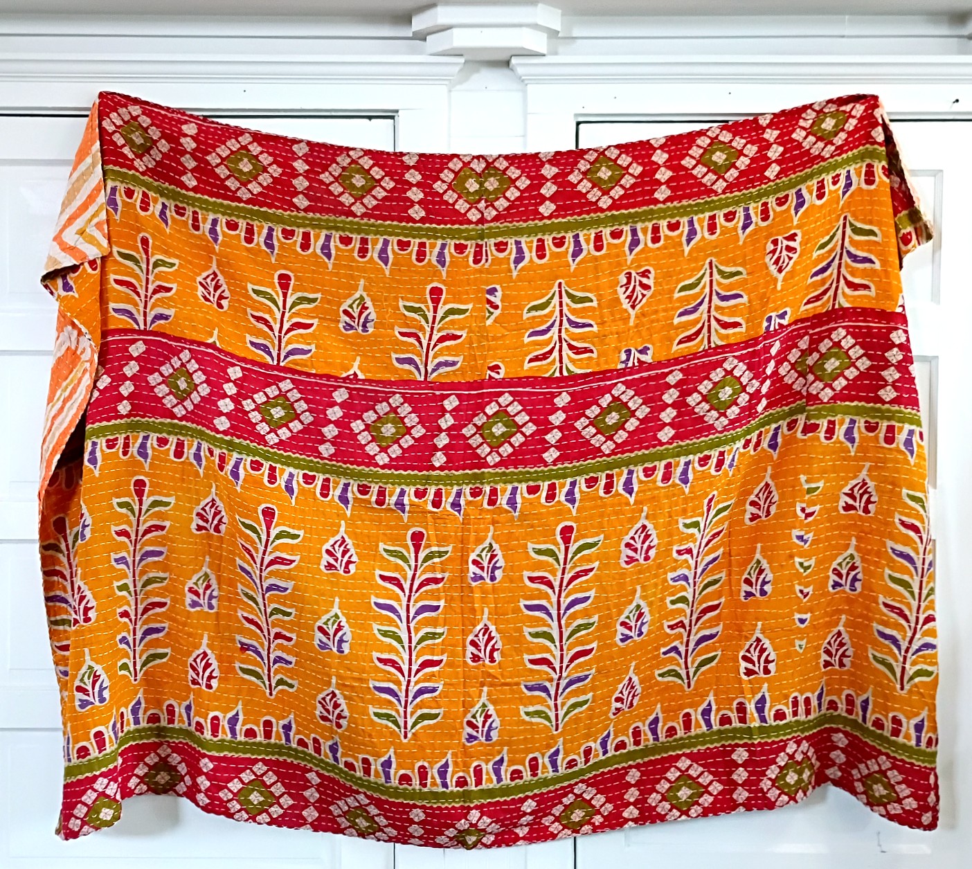 Kantha Sari Throw Blanket #1594