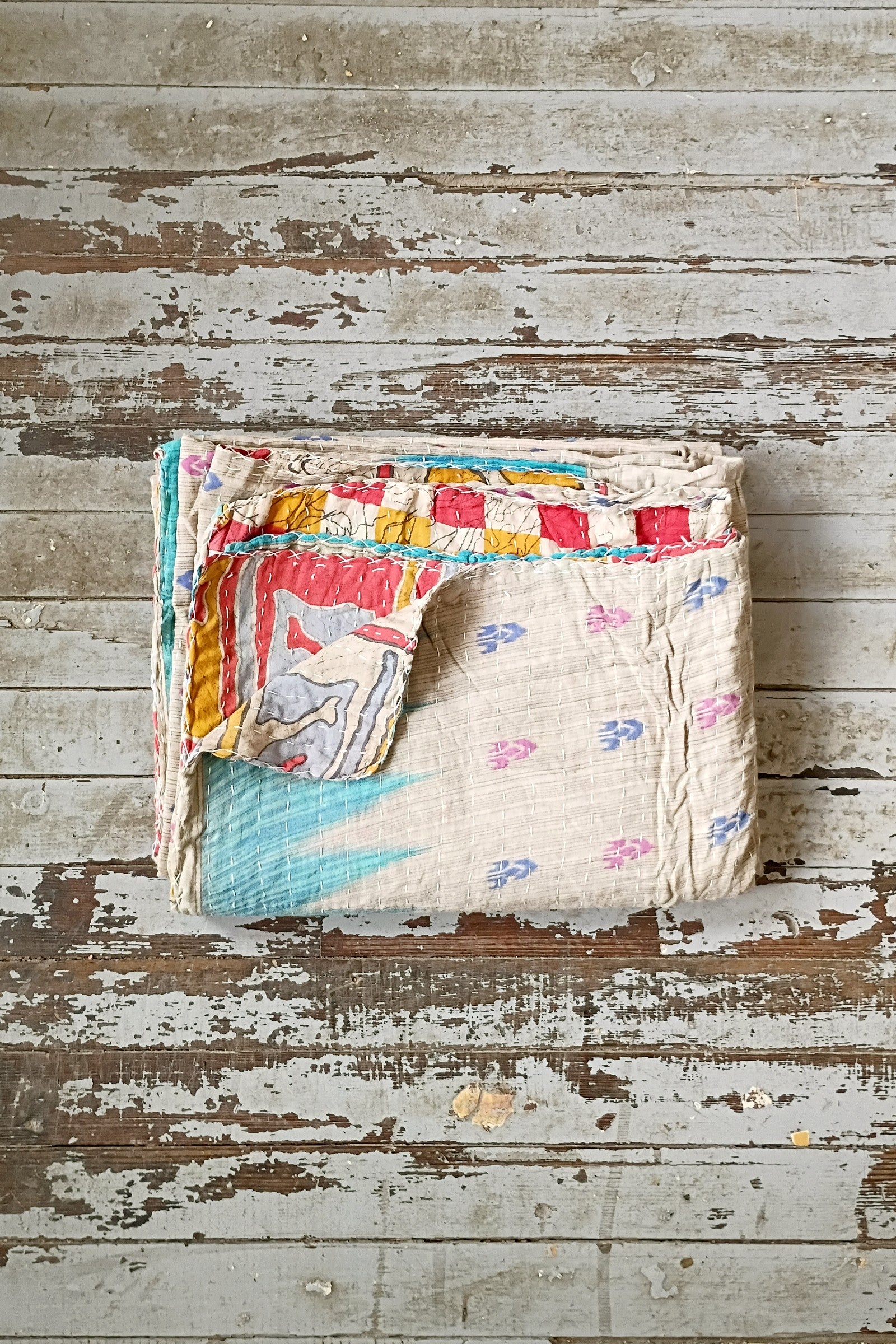 Kantha Sari Throw Blanket #1598