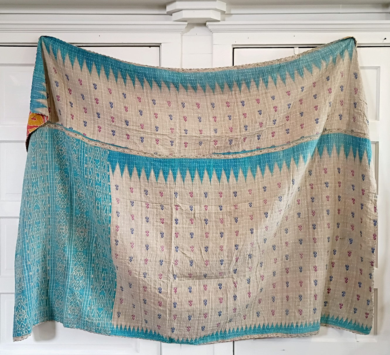 Kantha Sari Throw Blanket #1598