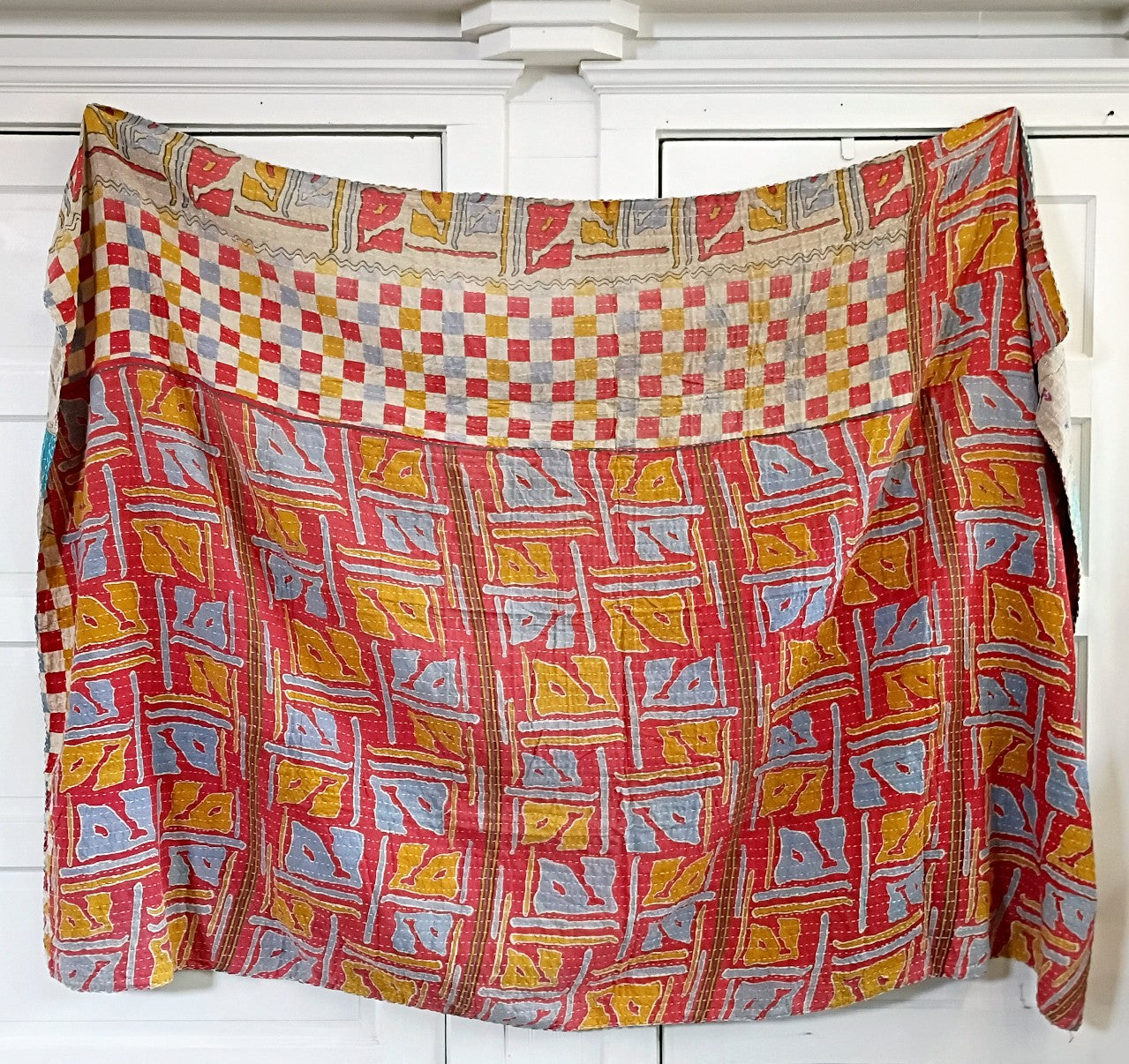 Kantha Sari Throw Blanket #1598