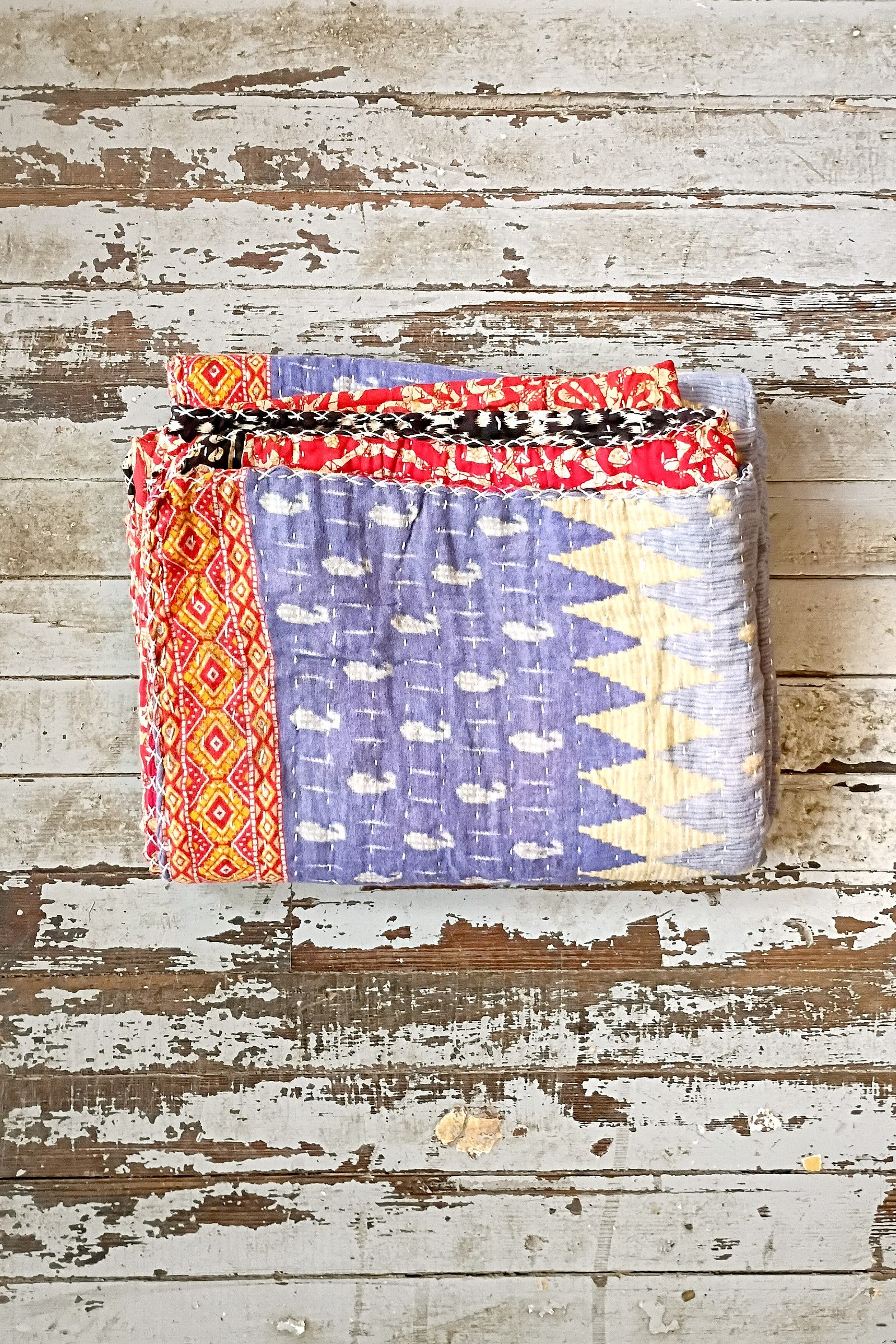 Kantha Sari Throw Blanket #1601
