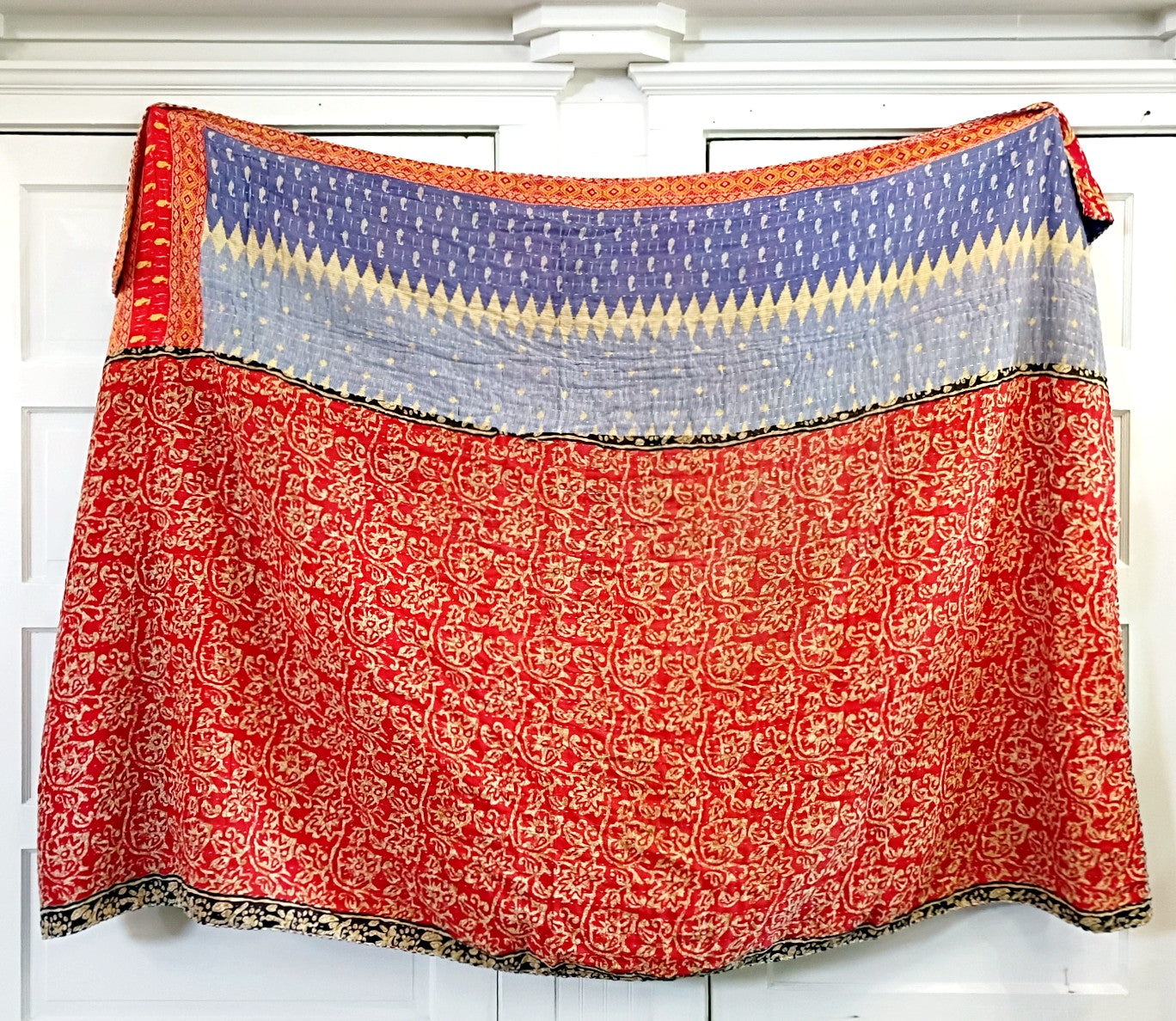 Kantha Sari Throw Blanket #1601