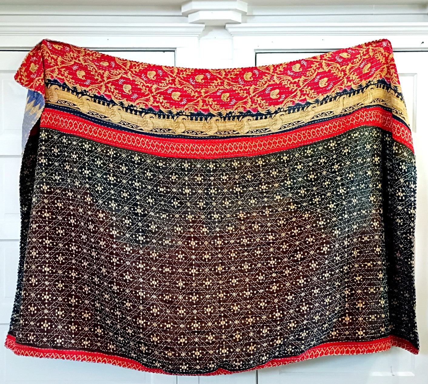 Kantha Sari Throw Blanket #1601