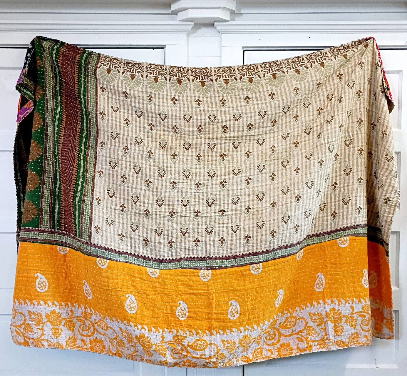 Kantha Sari Throw Blanket #1602
