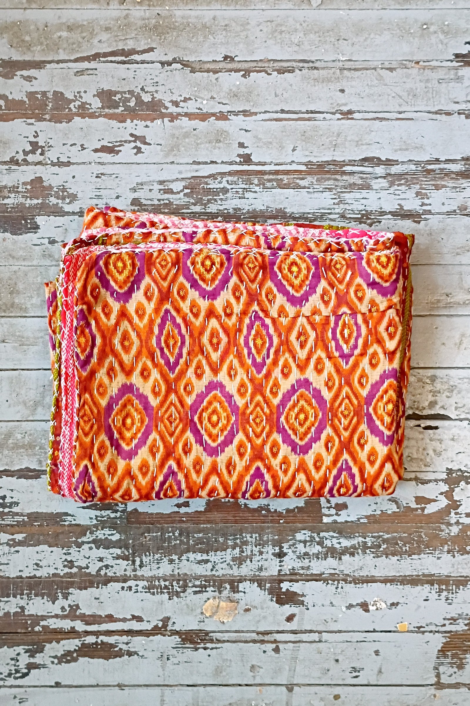 Kantha Sari Throw Blanket #1603