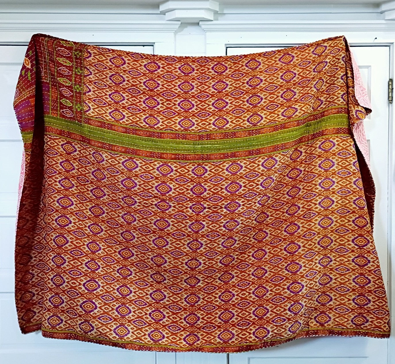 Kantha Sari Throw Blanket #1603