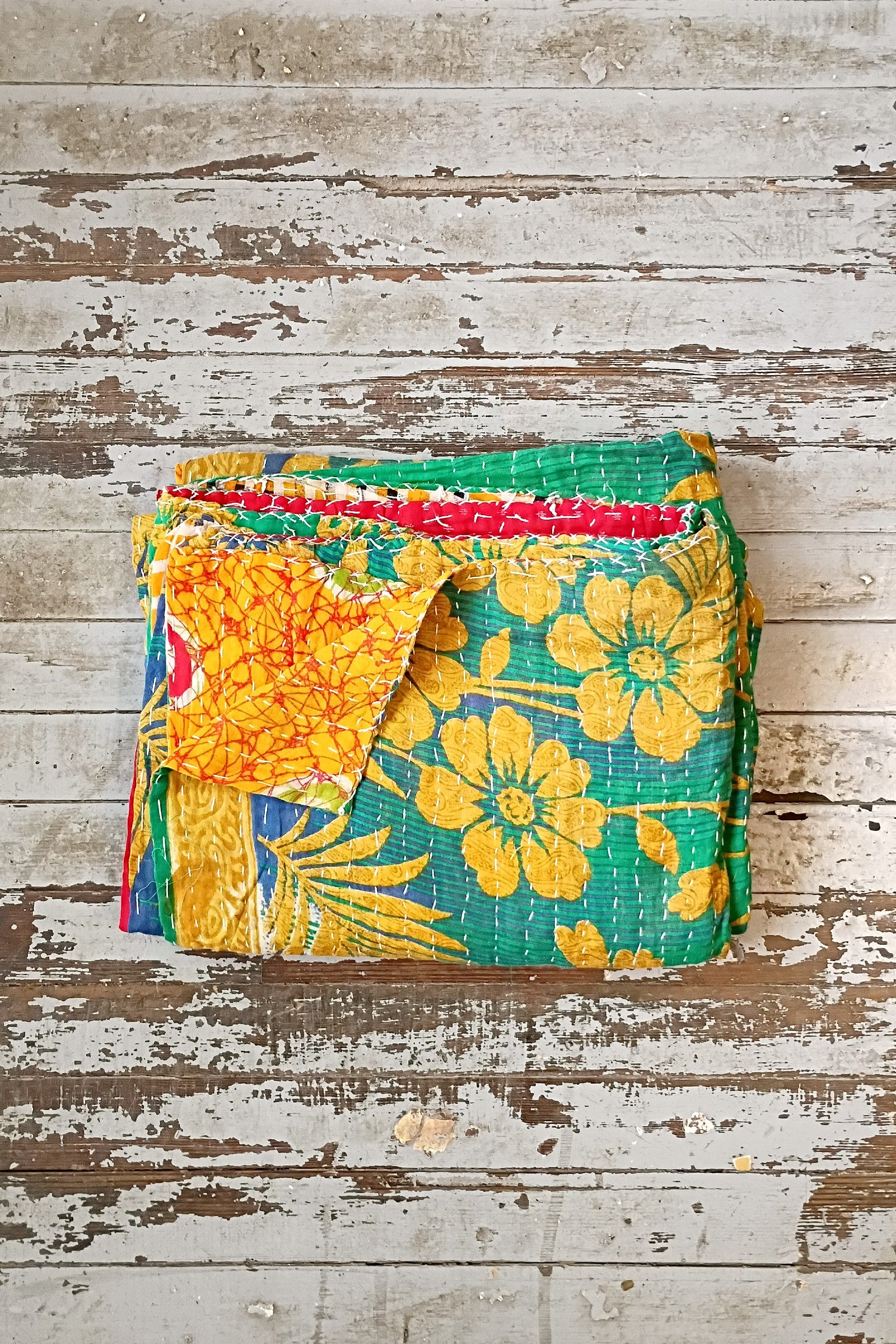 Kantha Sari Throw Blanket #1604