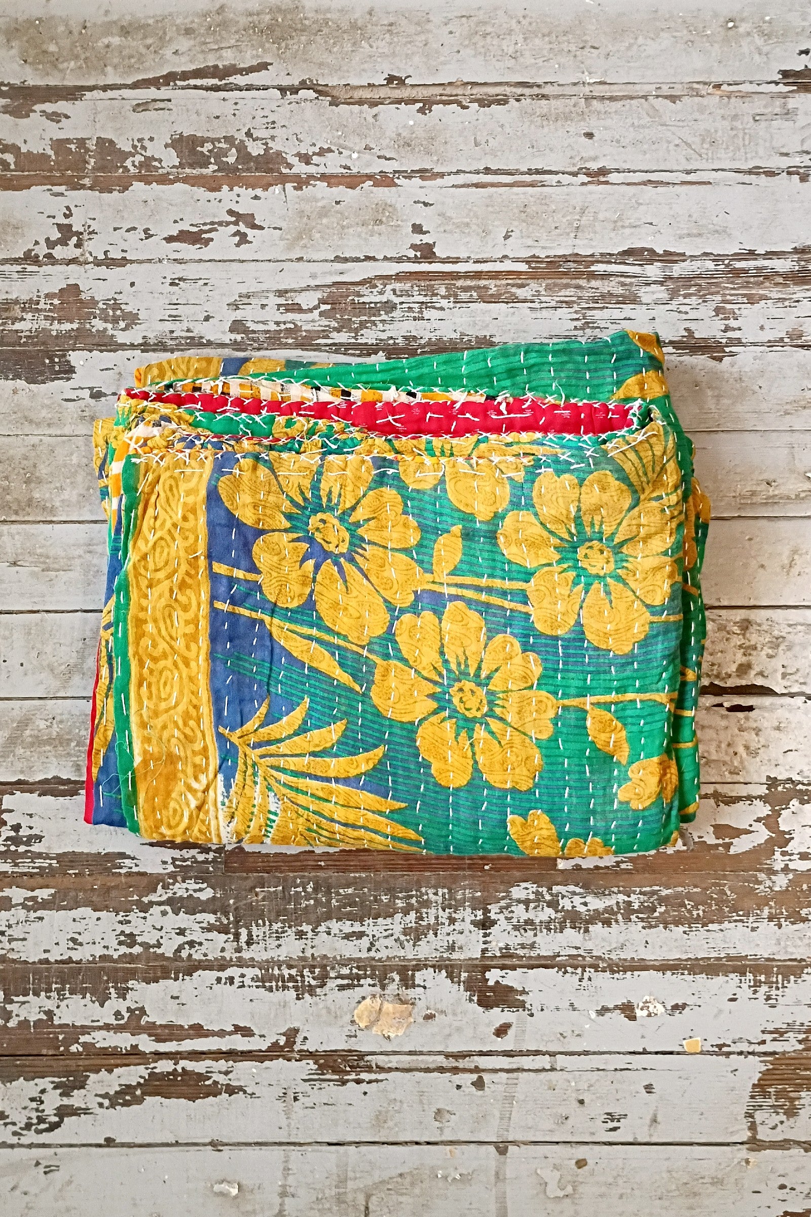 Kantha Sari Throw Blanket #1604
