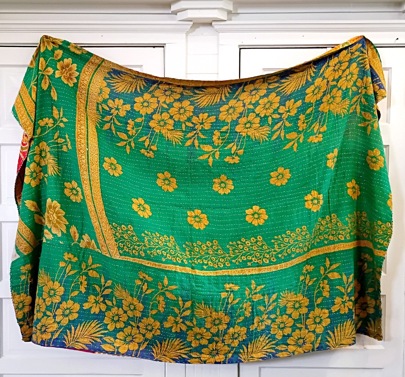 Kantha Sari Throw Blanket #1604