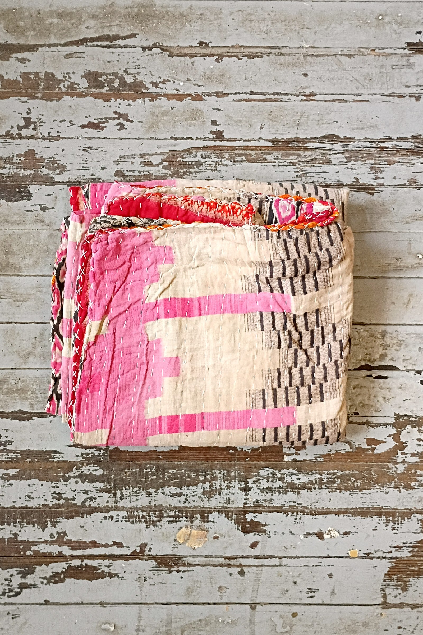 Kantha Sari Throw Blanket #1605