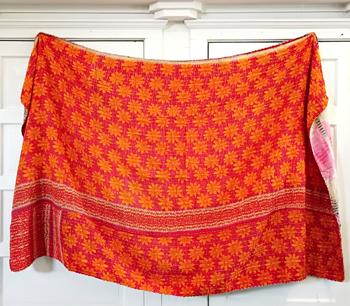 Kantha Sari Throw Blanket #1605