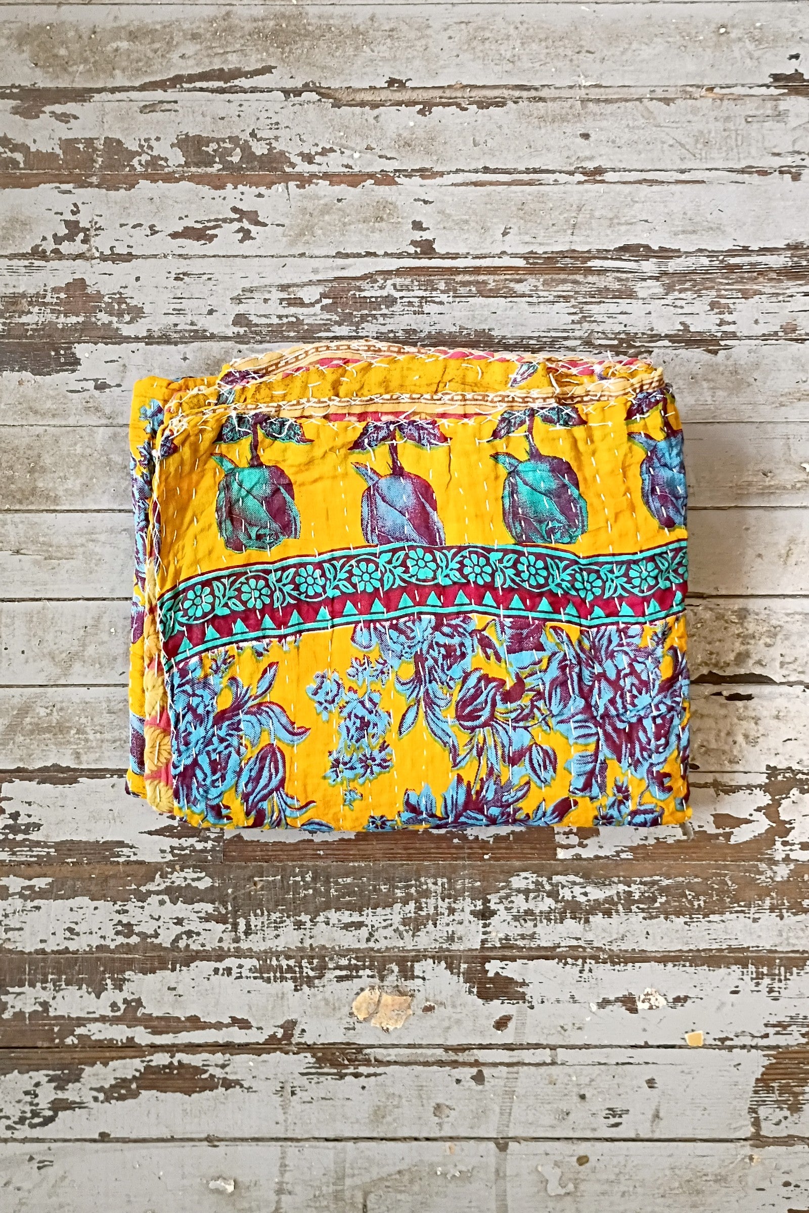 Kantha Sari Throw Blanket #1607
