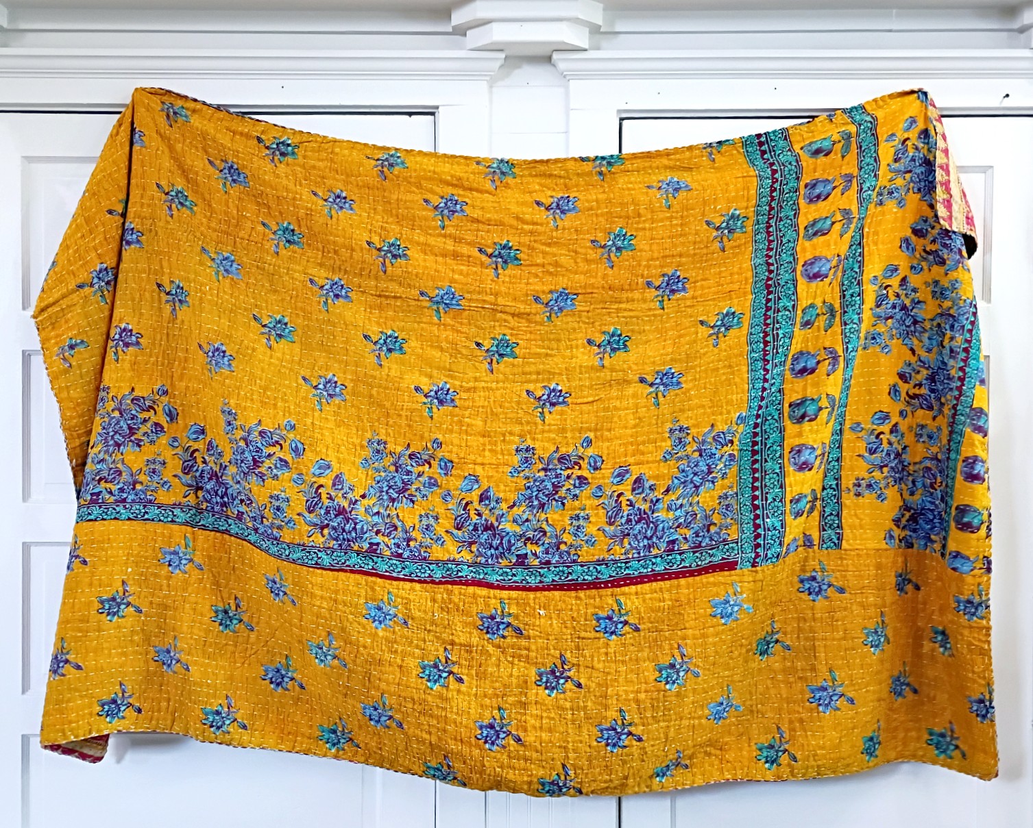 Kantha Sari Throw Blanket #1607