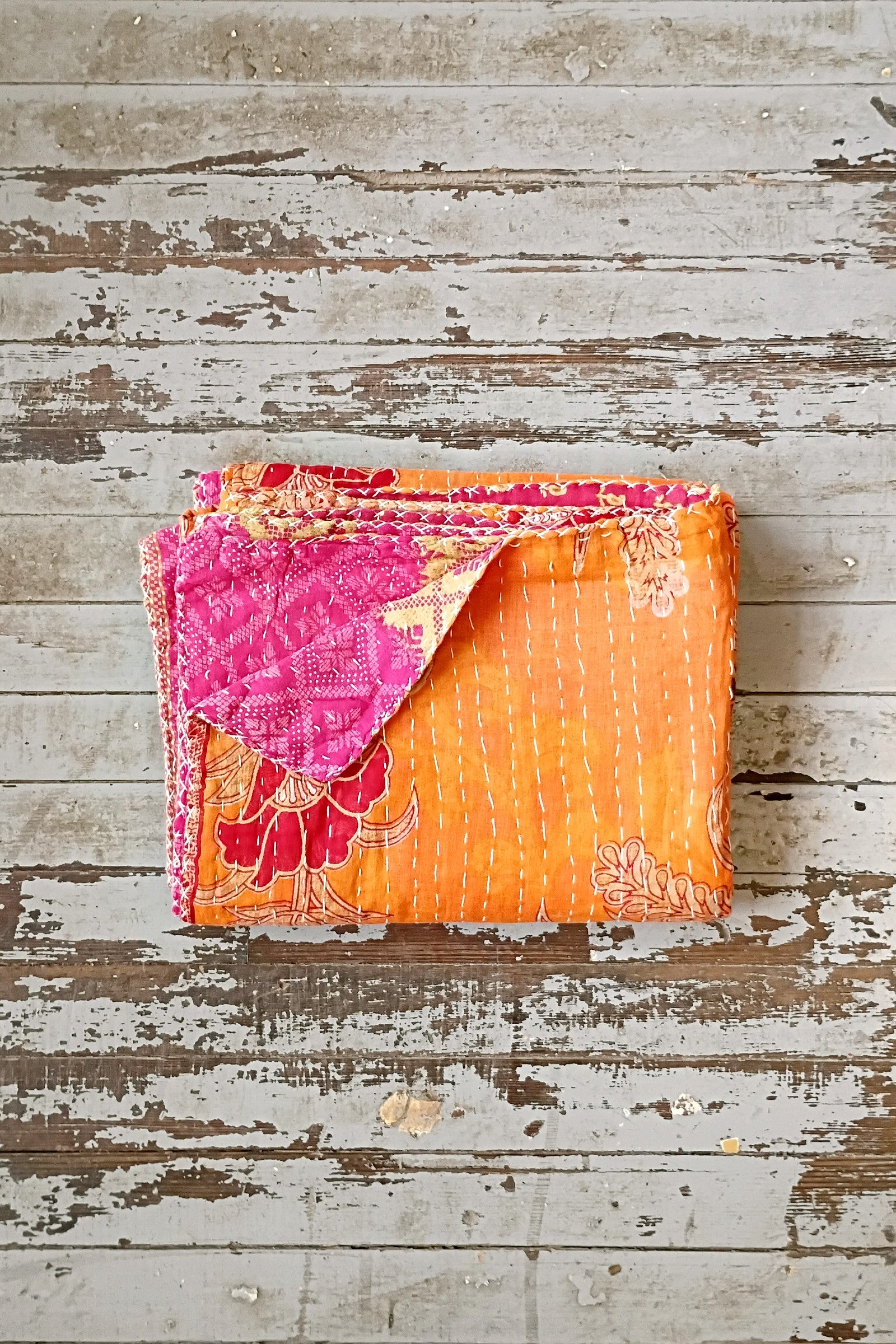 Kantha Sari Throw Blanket #1608