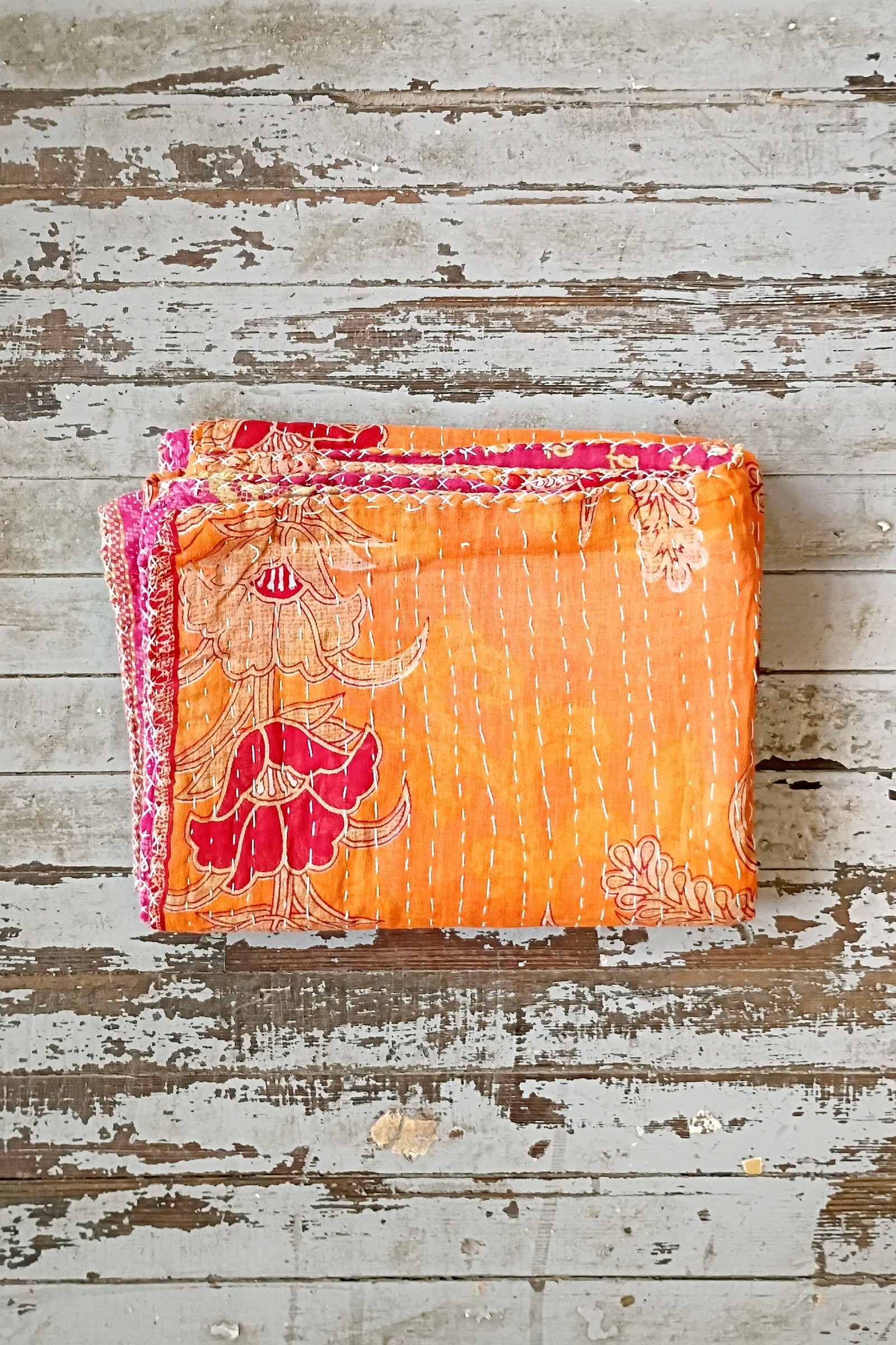 Kantha Sari Throw Blanket #1608