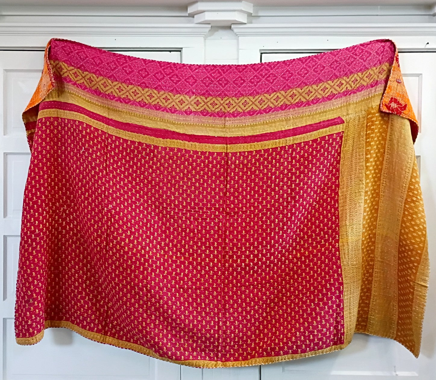 Kantha Sari Throw Blanket #1608