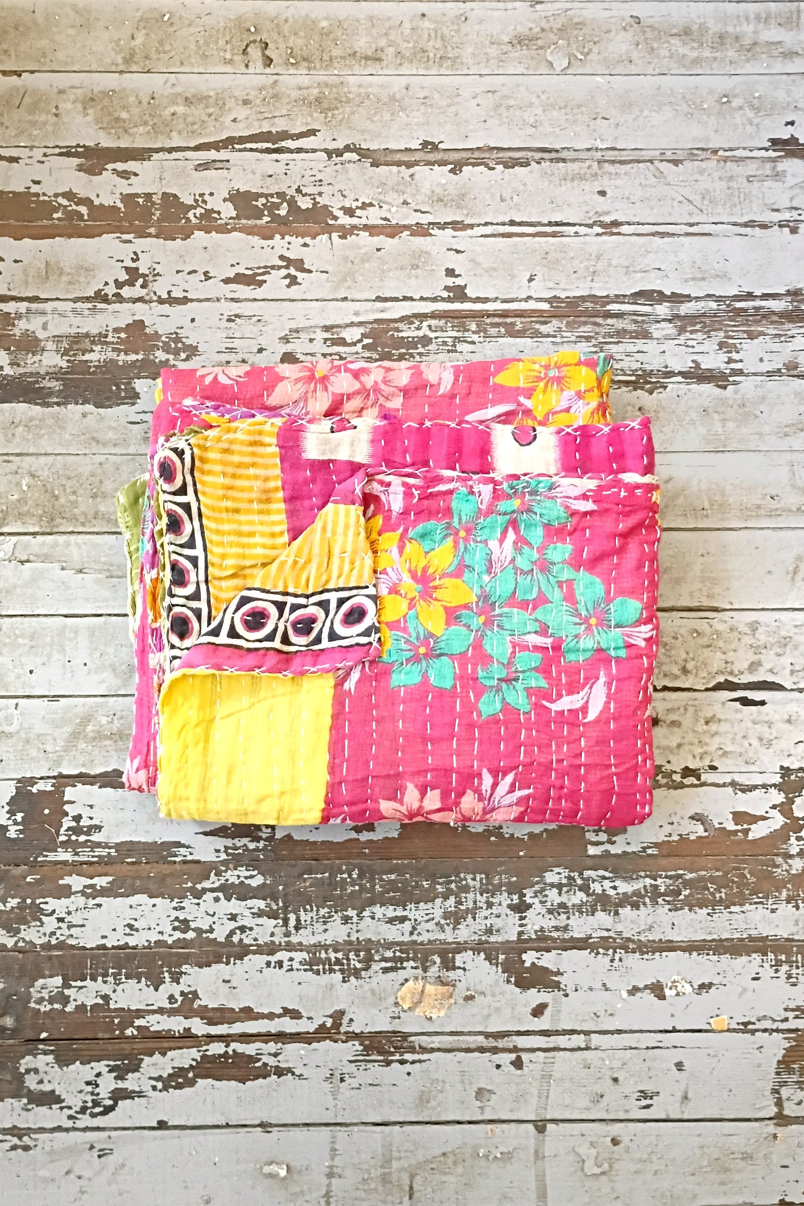Kantha Sari Throw Blanket #1611